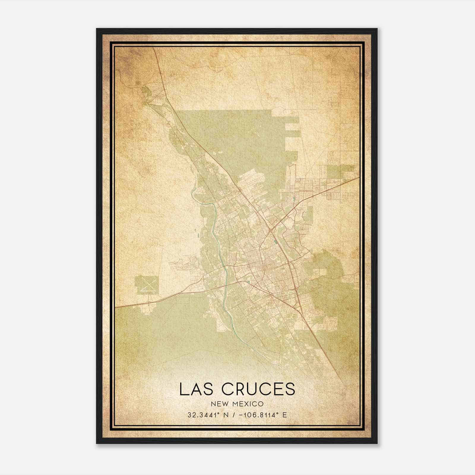 Vintage Las Cruces New Mexico Map Poster, Modern Home Decor Wall Art Print