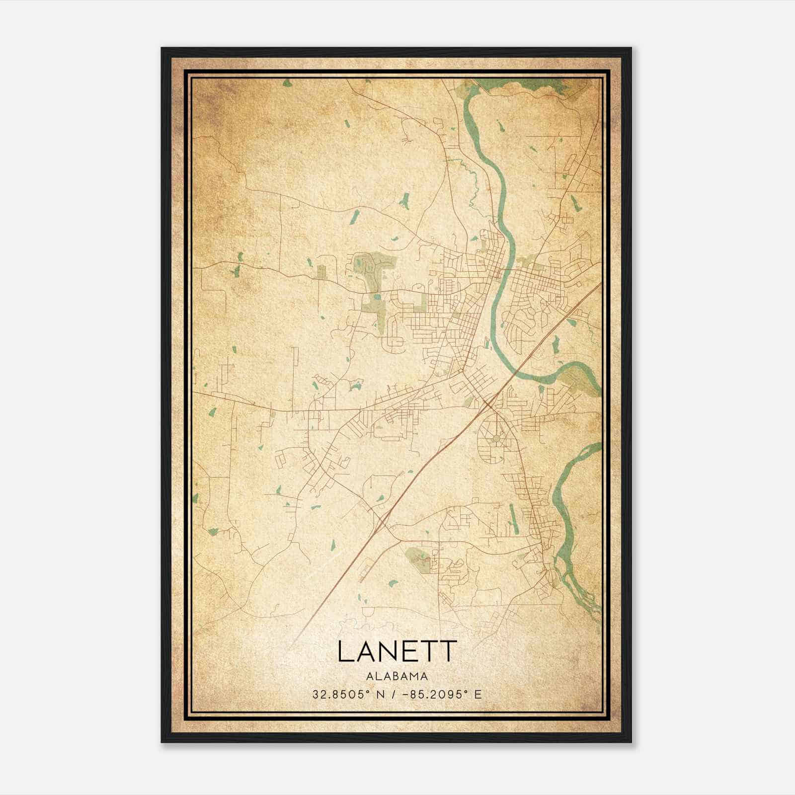Vintage Lanett Alabama Map Poster, Modern Home Decor Wall Art Print Vintage Lanett Alabama Map Poster, Modern Home Decor Wall Art Print