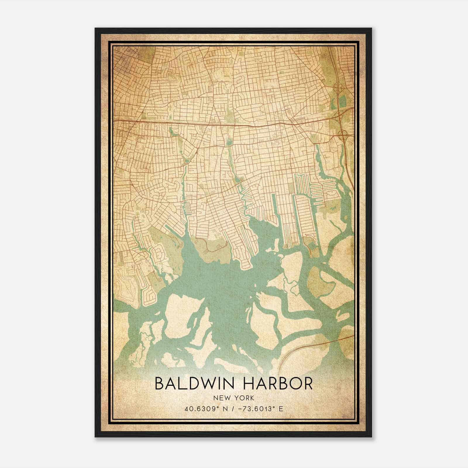 Vintage Baldwin Harbor New York Map Poster, Modern Home Decor Wall Art Print Vintage Baldwin Harbor New York Map Poster, Modern Home Decor Wall Art Print