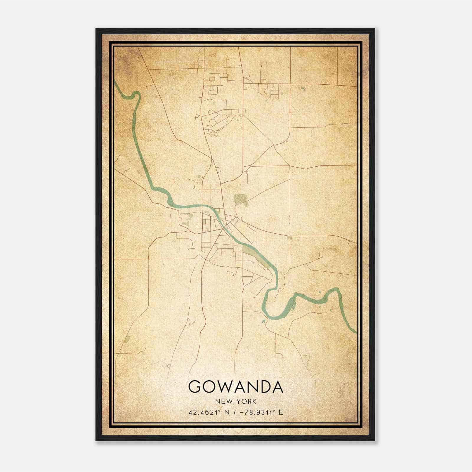 Vintage Gowanda New York Map Poster, Modern Home Decor Wall Art Print Vintage Gowanda New York Map Poster, Modern Home Decor Wall Art Print