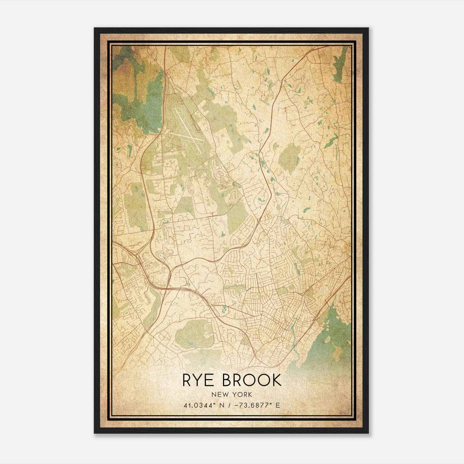 Vintage Rye Brook New York Map Poster, Modern Home Decor Wall Art Print