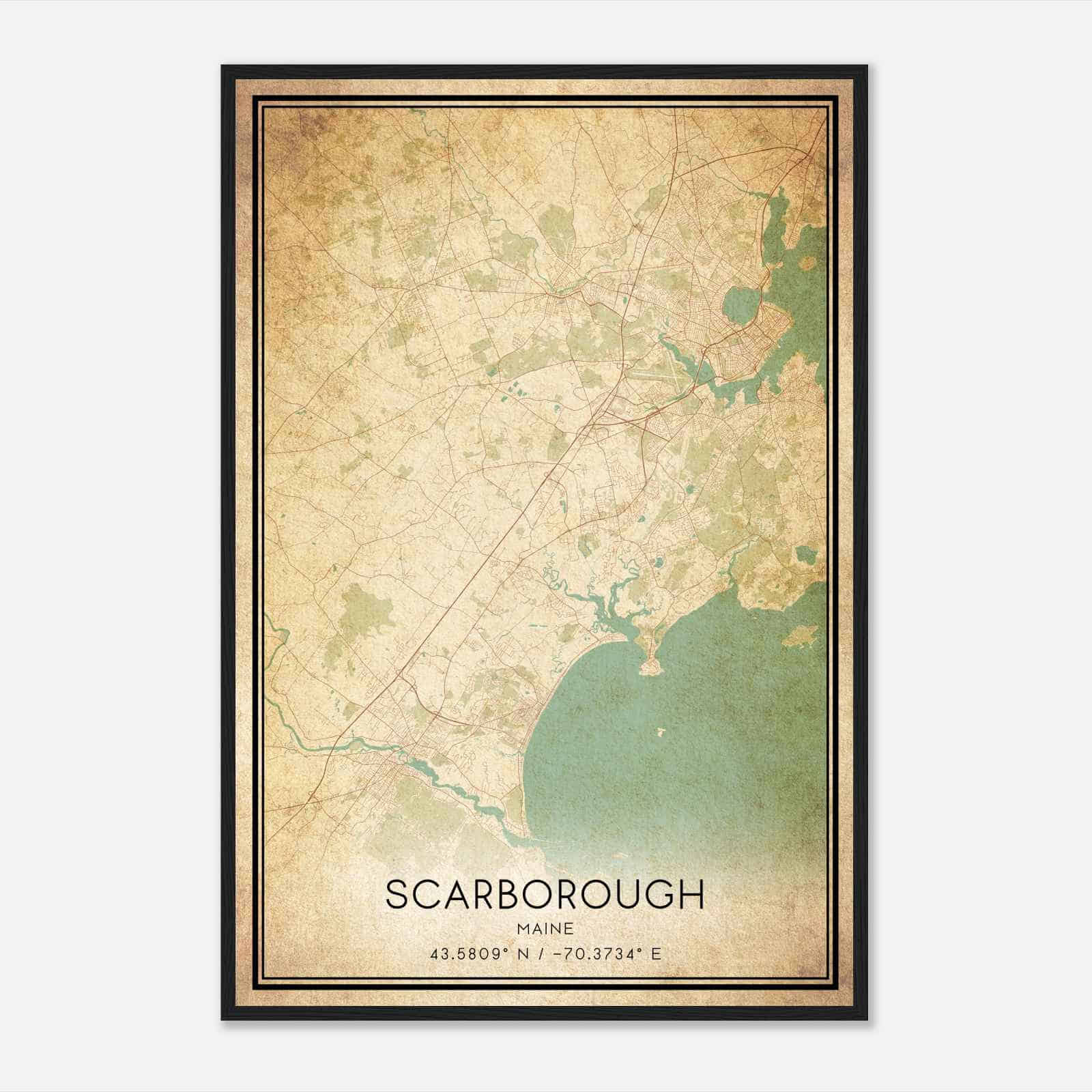 Vintage Scarborough Maine Map Poster, Modern Home Decor Wall Art Print