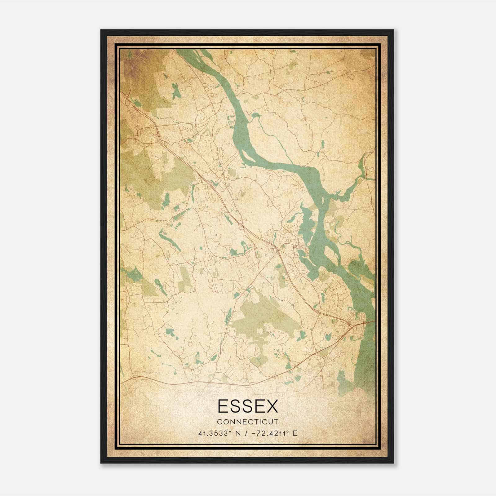 Vintage Essex Connecticut Map Poster, Modern Home Decor Wall Art Print