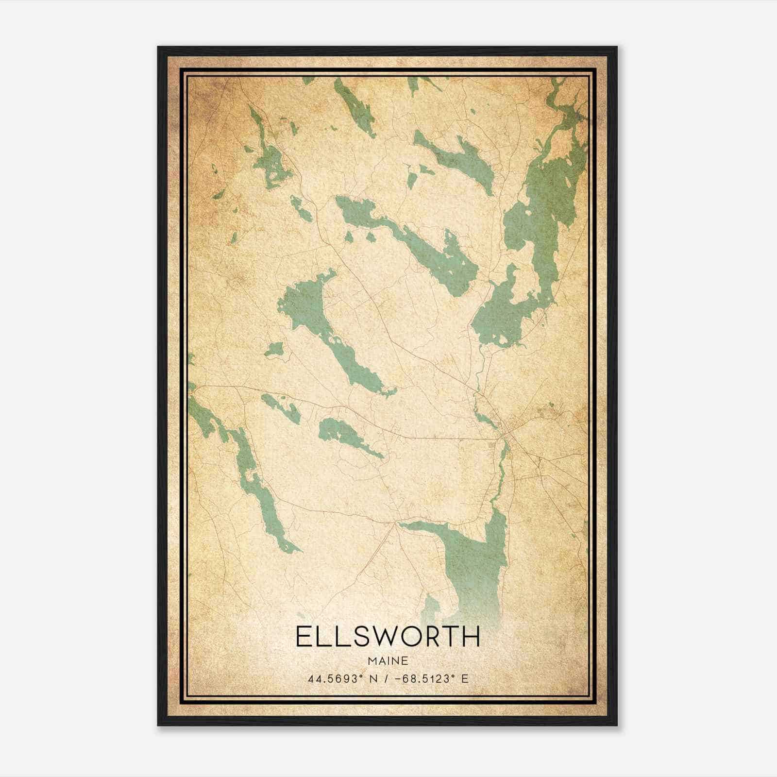 Vintage Ellsworth Maine Map Poster, Modern Home Decor Wall Art Print Vintage Ellsworth Maine Map Poster, Modern Home Decor Wall Art Print