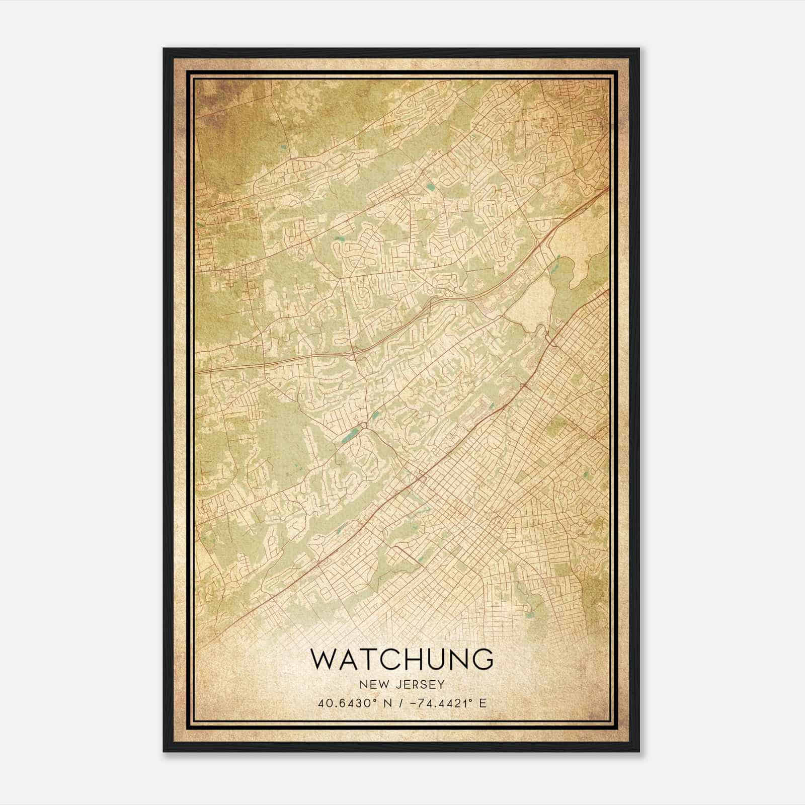 Vintage Watchung New Jersey Map Poster, Modern Home Decor Wall Art Print Vintage Watchung New Jersey Map Poster, Modern Home Decor Wall Art Print