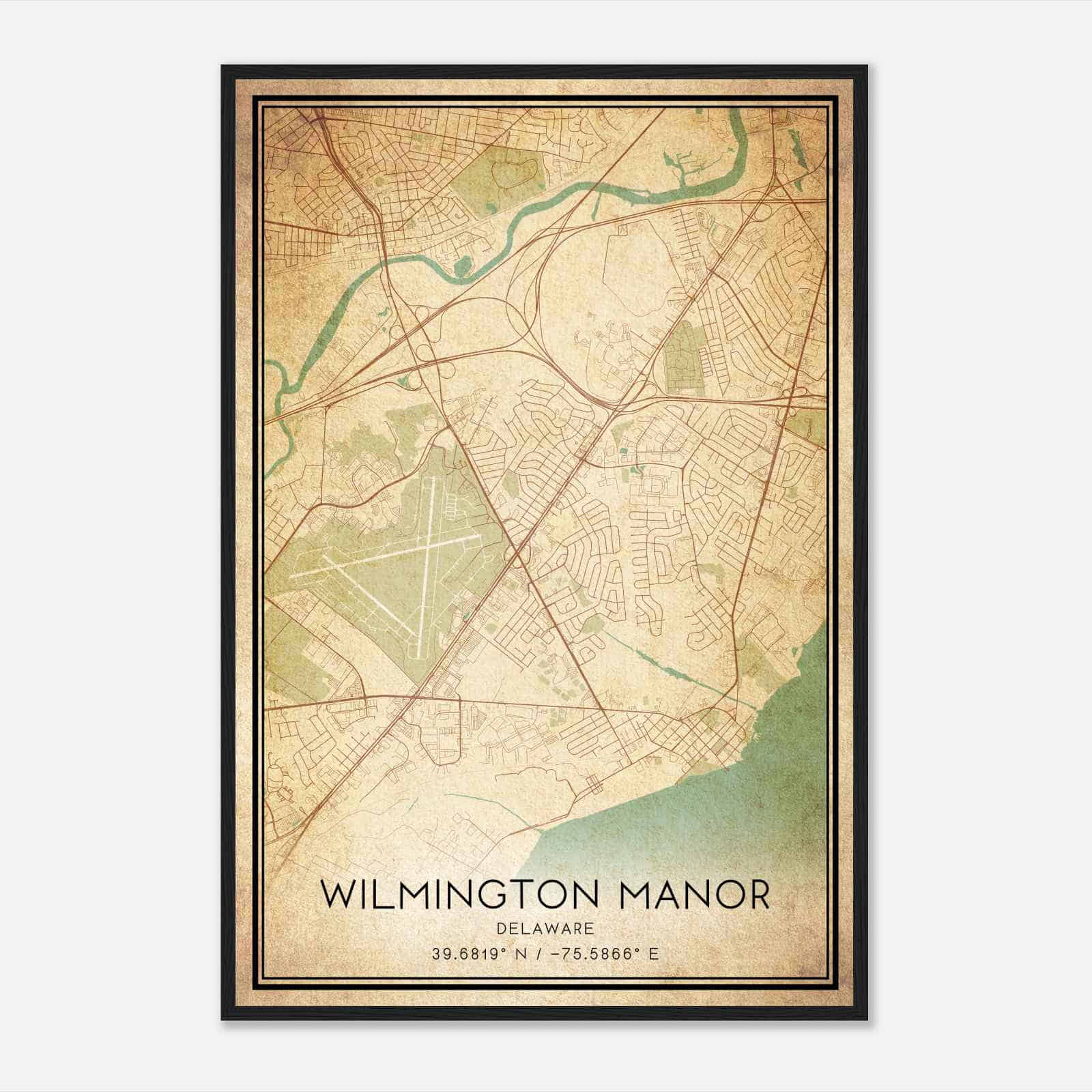 Vintage Wilmington Manor Delaware Map Poster, Modern Home Decor Wall Art Print
