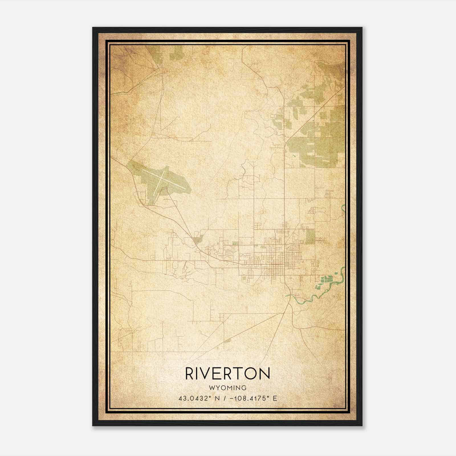 Vintage Riverton Wyoming Map Poster, Modern Home Decor Wall Art Print