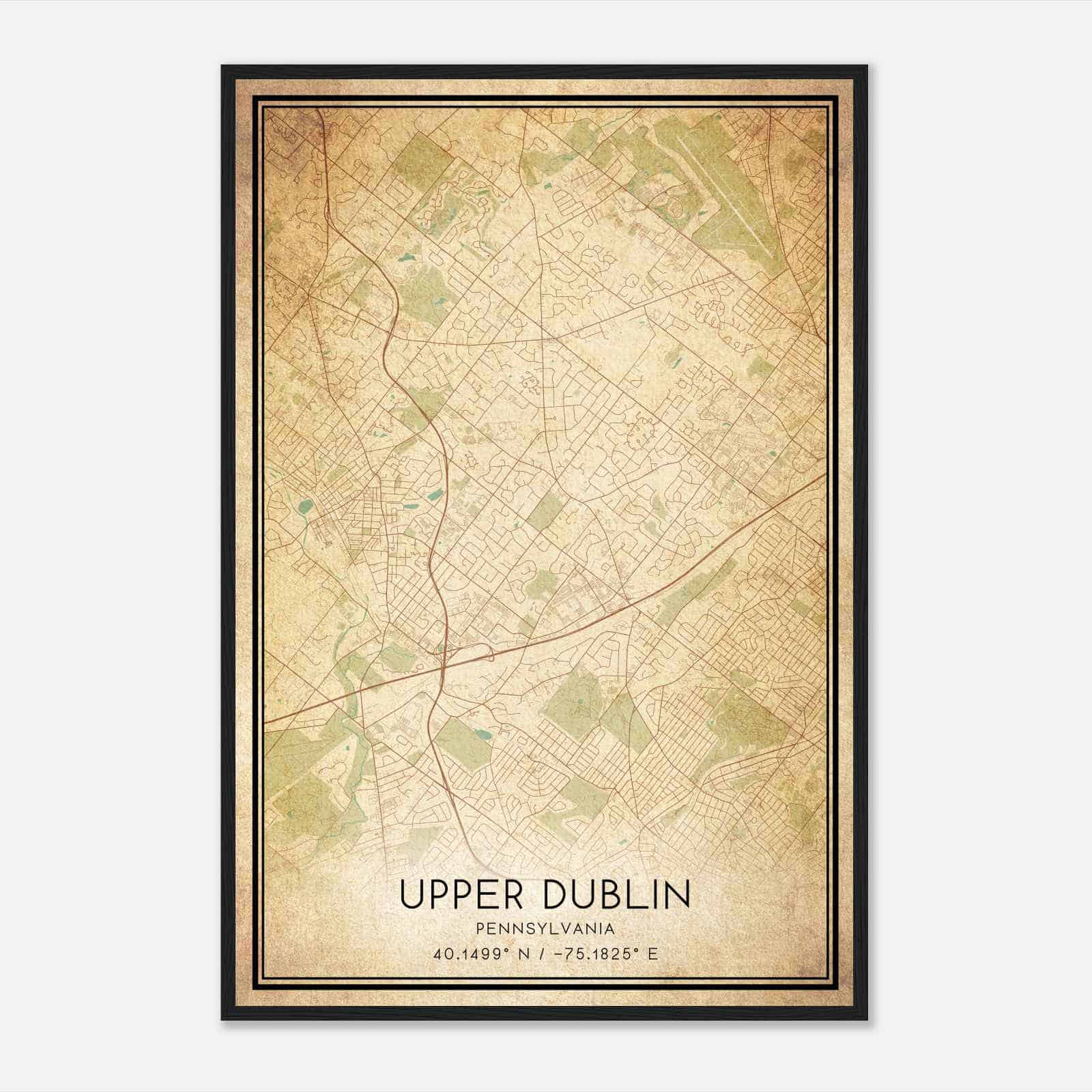 Vintage Upper Dublin Pennsylvania Map Poster, Modern Home Decor Wall Art Print