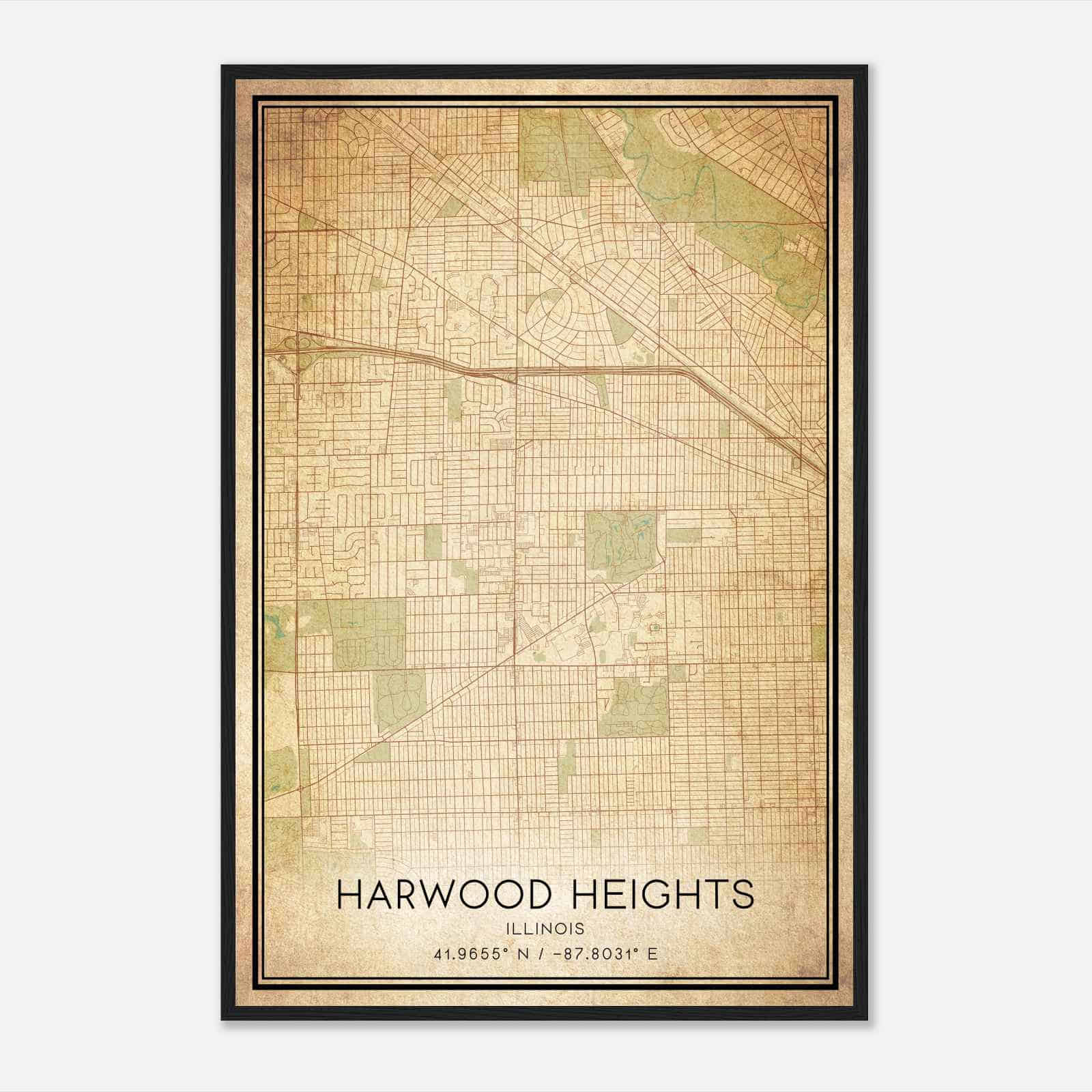 Vintage Harwood Heights Illinois Map Poster, Modern Home Decor Wall Art Print Vintage Harwood Heights Illinois Map Poster, Modern Home Decor Wall Art Print