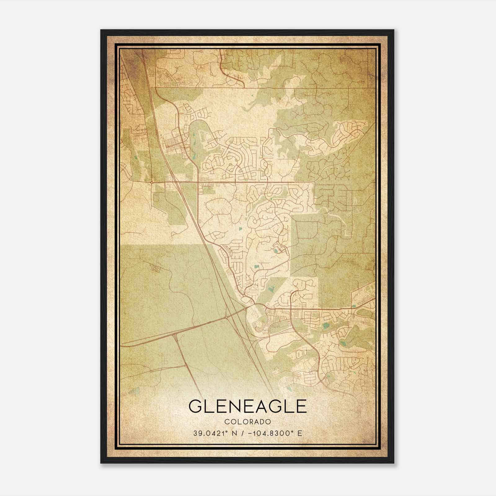 Vintage Gleneagle Colorado Map Poster, Modern Home Decor Wall Art Print