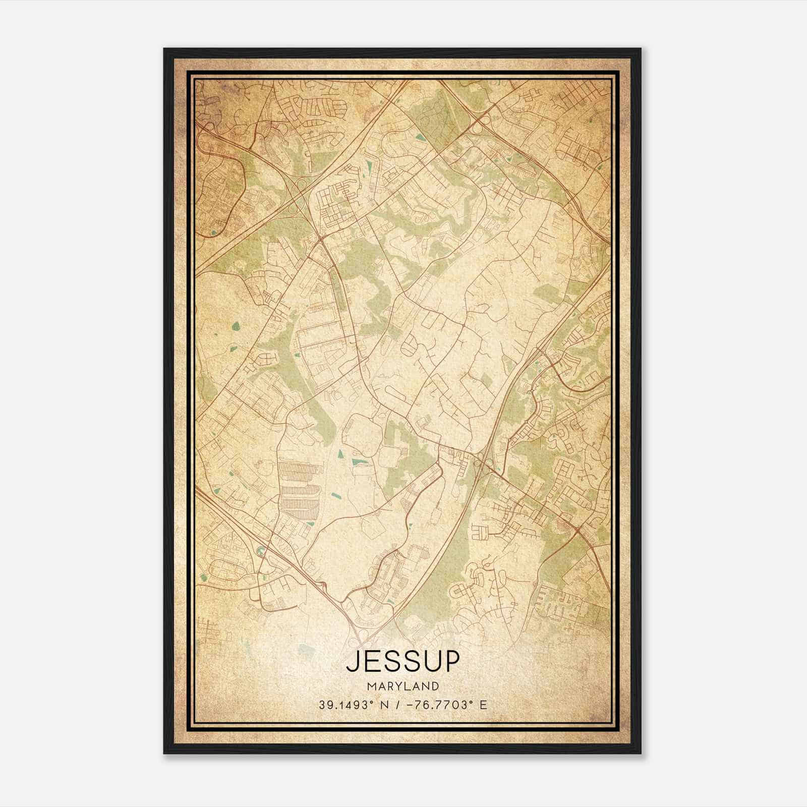 Vintage Jessup Maryland Map Poster, Modern Home Decor Wall Art Print