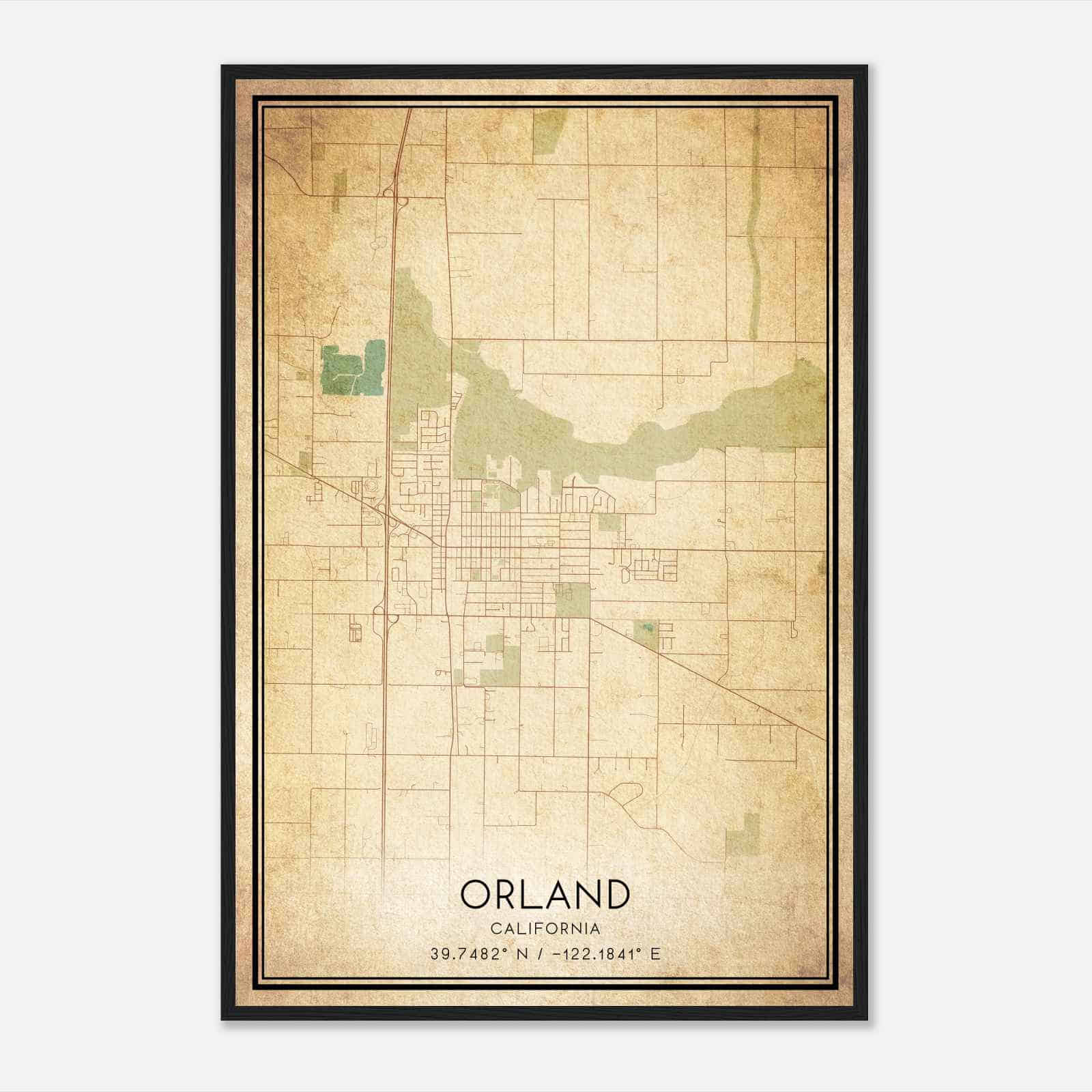 Vintage Orland California Map Poster, Modern Home Decor Wall Art Print