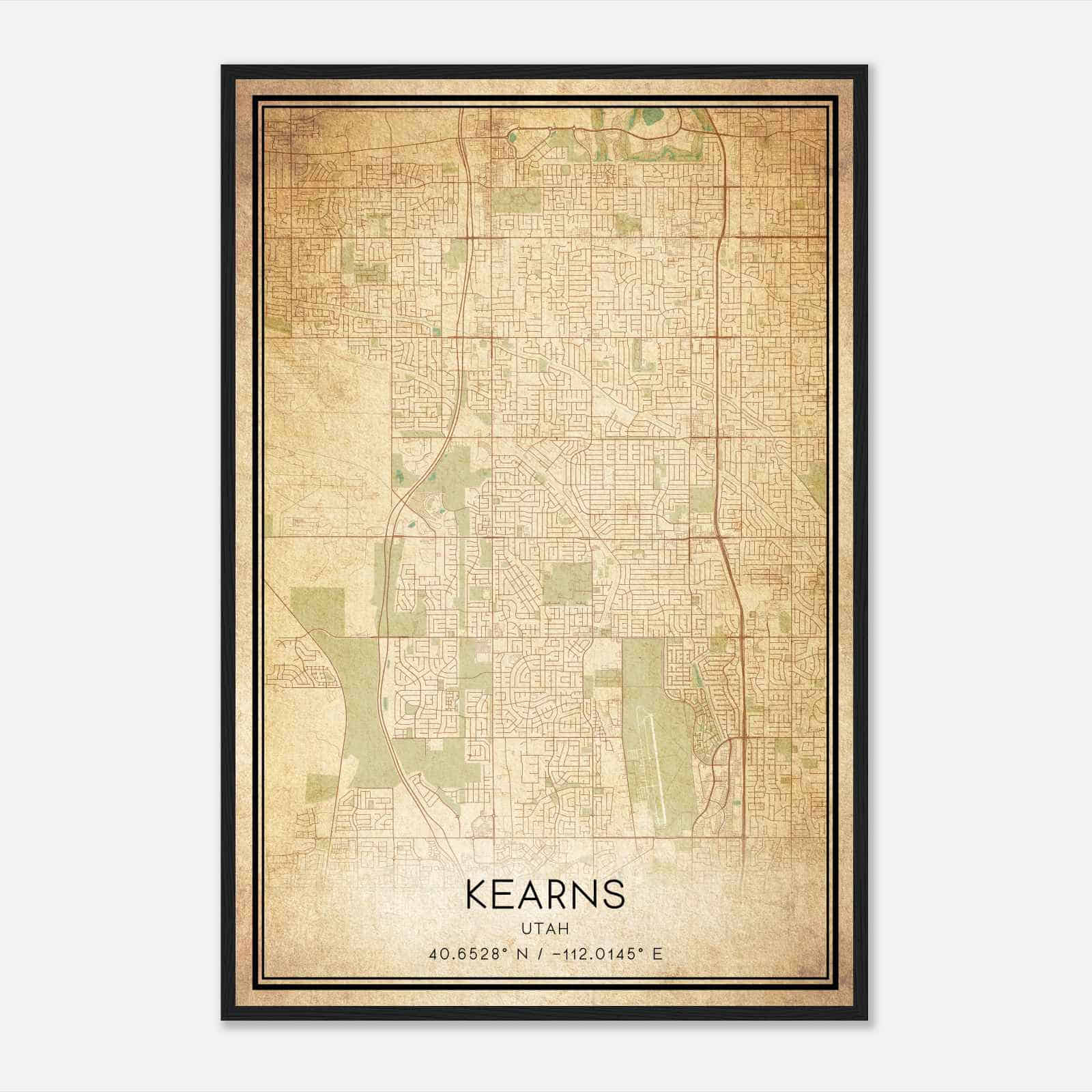 Vintage Kearns Utah Map Poster, Modern Home Decor Wall Art Print