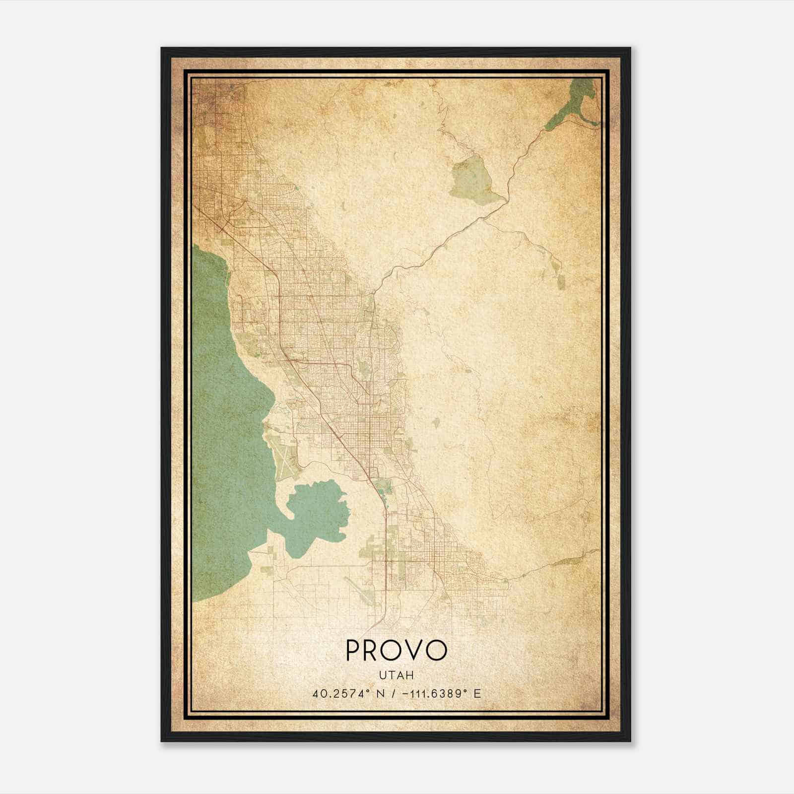 Vintage Provo Utah Map Poster, Modern Home Decor Wall Art Print