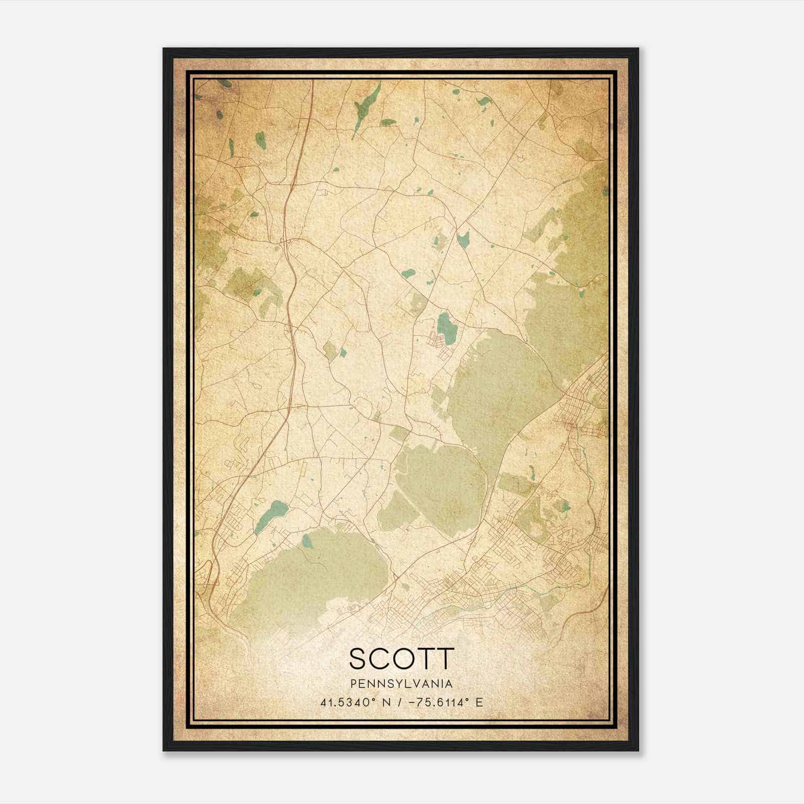 Vintage Scott Pennsylvania Map Poster, Modern Home Decor Wall Art Print