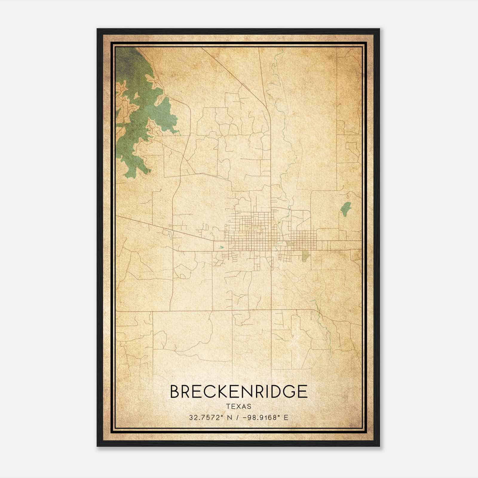 Vintage Breckenridge Texas Map Poster, Modern Home Decor Wall Art Print Vintage Breckenridge Texas Map Poster, Modern Home Decor Wall Art Print