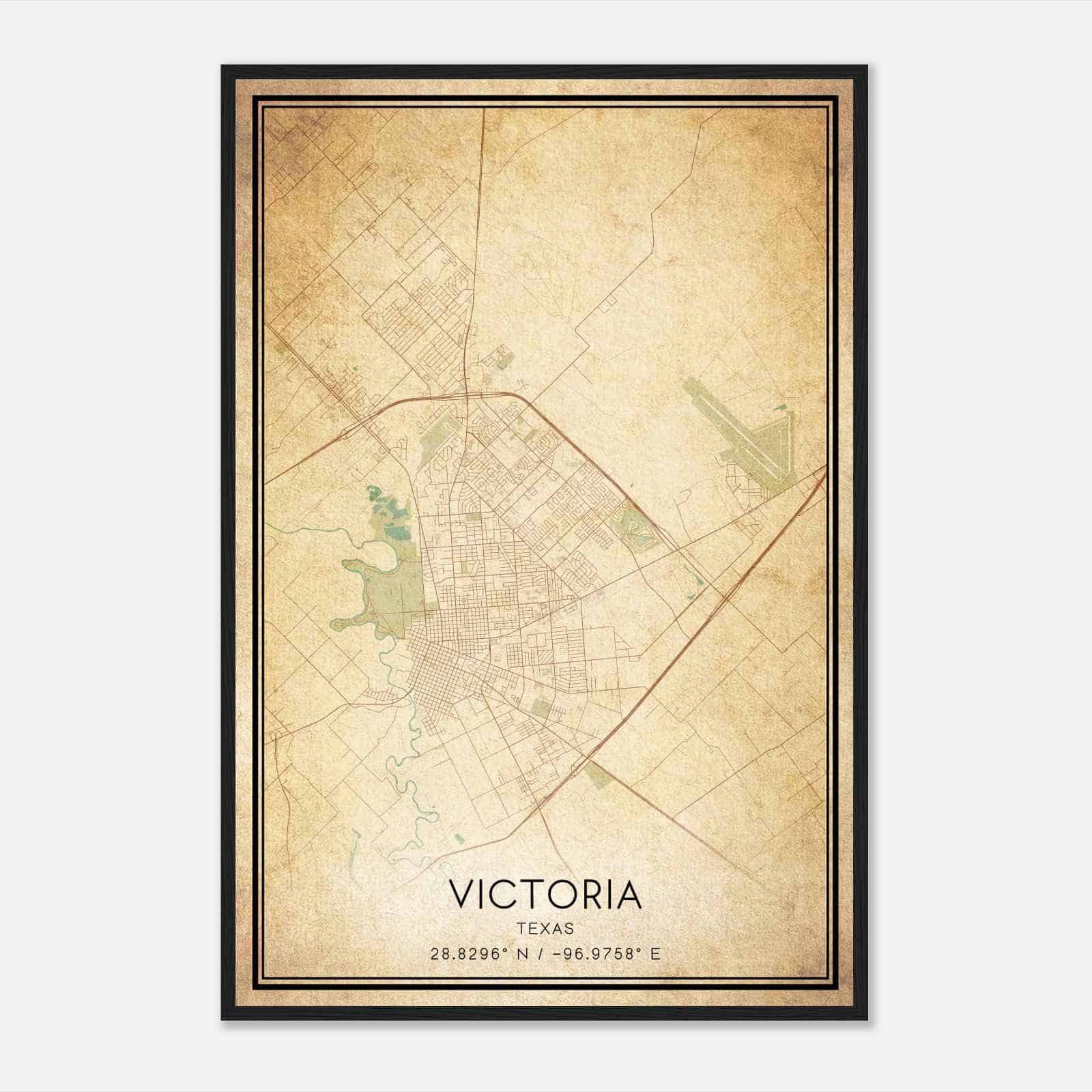 Vintage Victoria Texas Map Poster, Modern Home Decor Wall Art Print