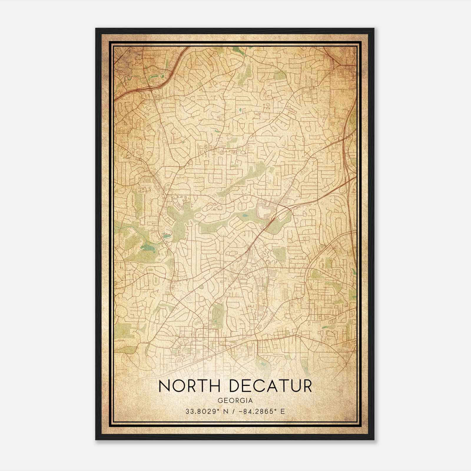 Vintage North Decatur Georgia Map Poster, Modern Home Decor Wall Art Print