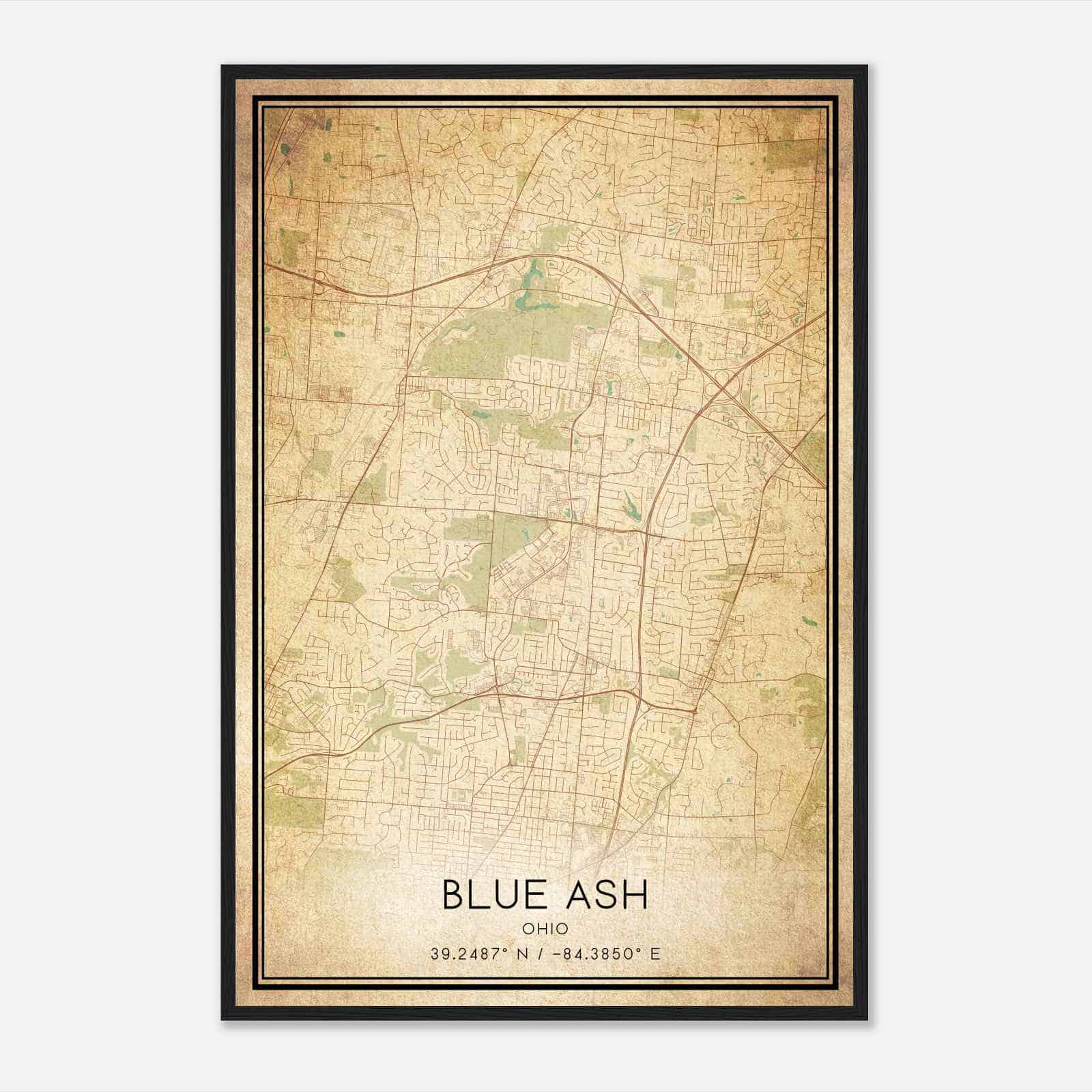 Vintage Blue Ash Ohio Map Poster, Modern Home Decor Wall Art Print Vintage Blue Ash Ohio Map Poster, Modern Home Decor Wall Art Print