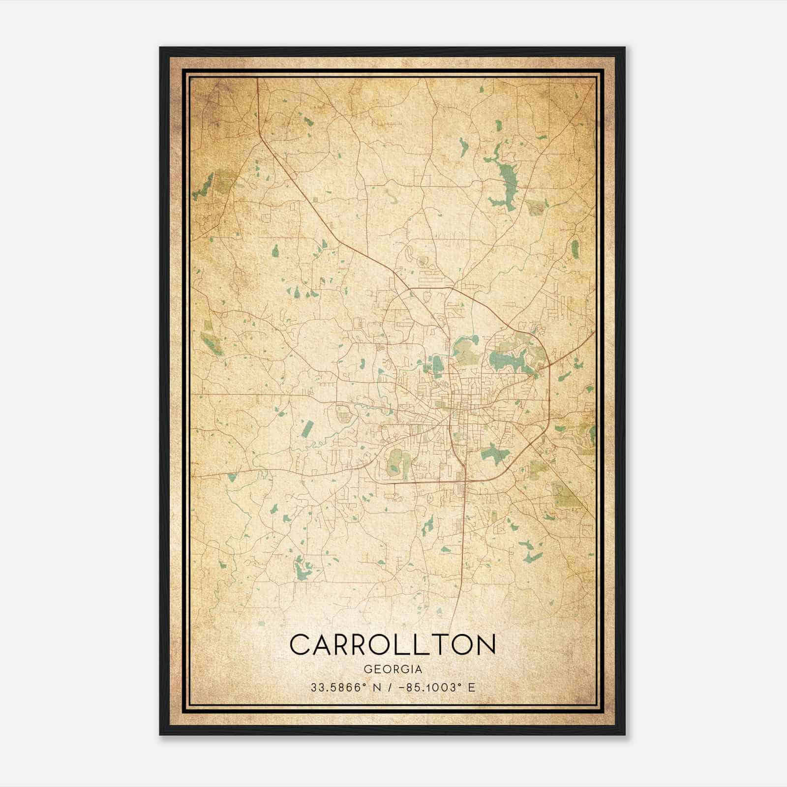 Vintage Carrollton Georgia Map Poster, Modern Home Decor Wall Art Print
