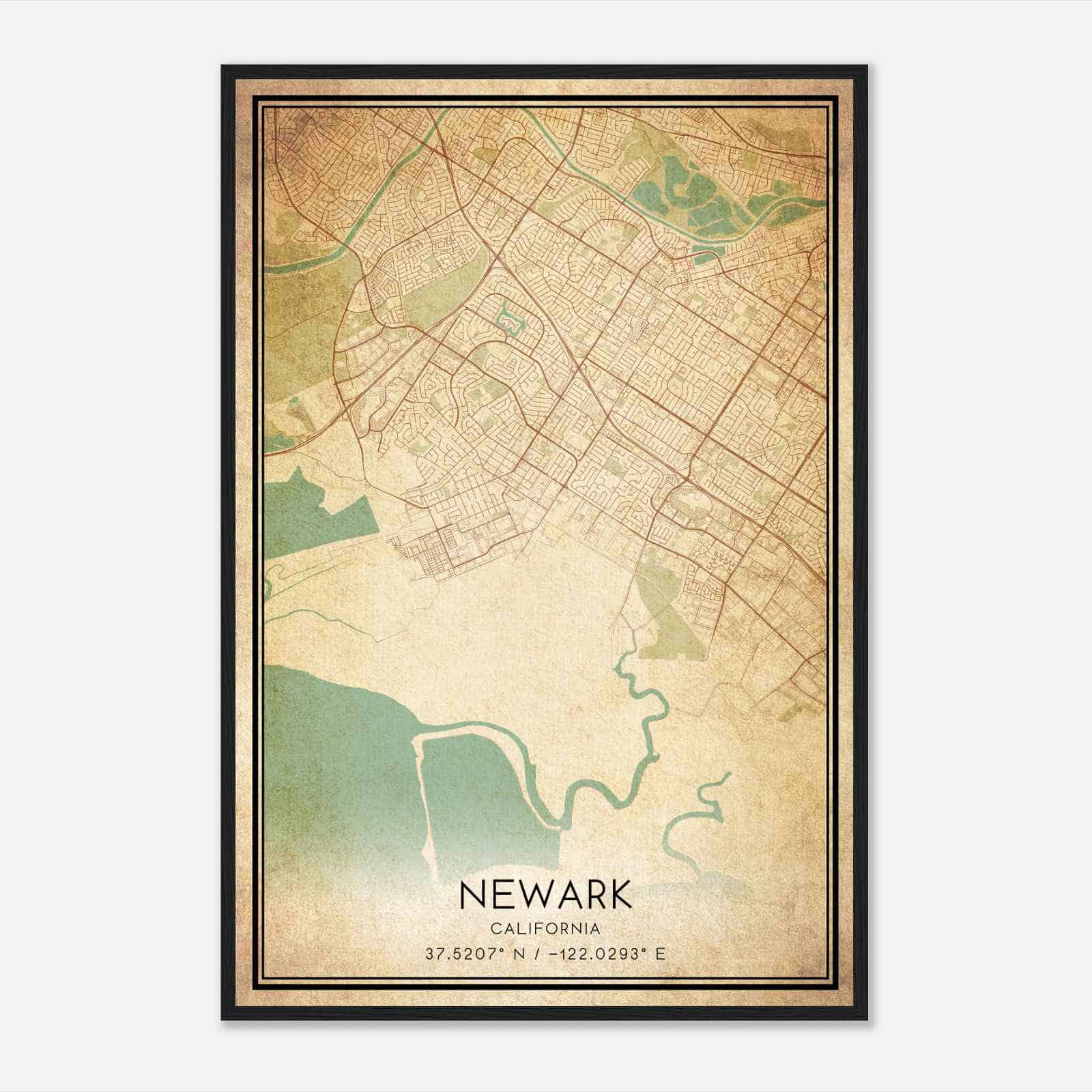 Vintage Newark California Map Poster, Modern Home Decor Wall Art Print