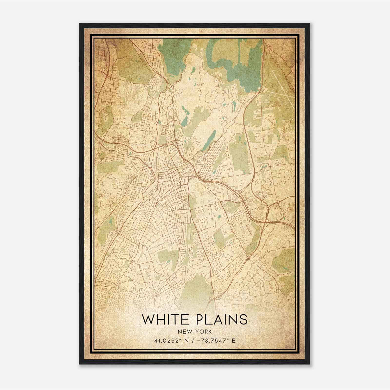 Vintage White Plains New York Map Poster, Modern Home Decor Wall Art Print Vintage White Plains New York Map Poster, Modern Home Decor Wall Art Print