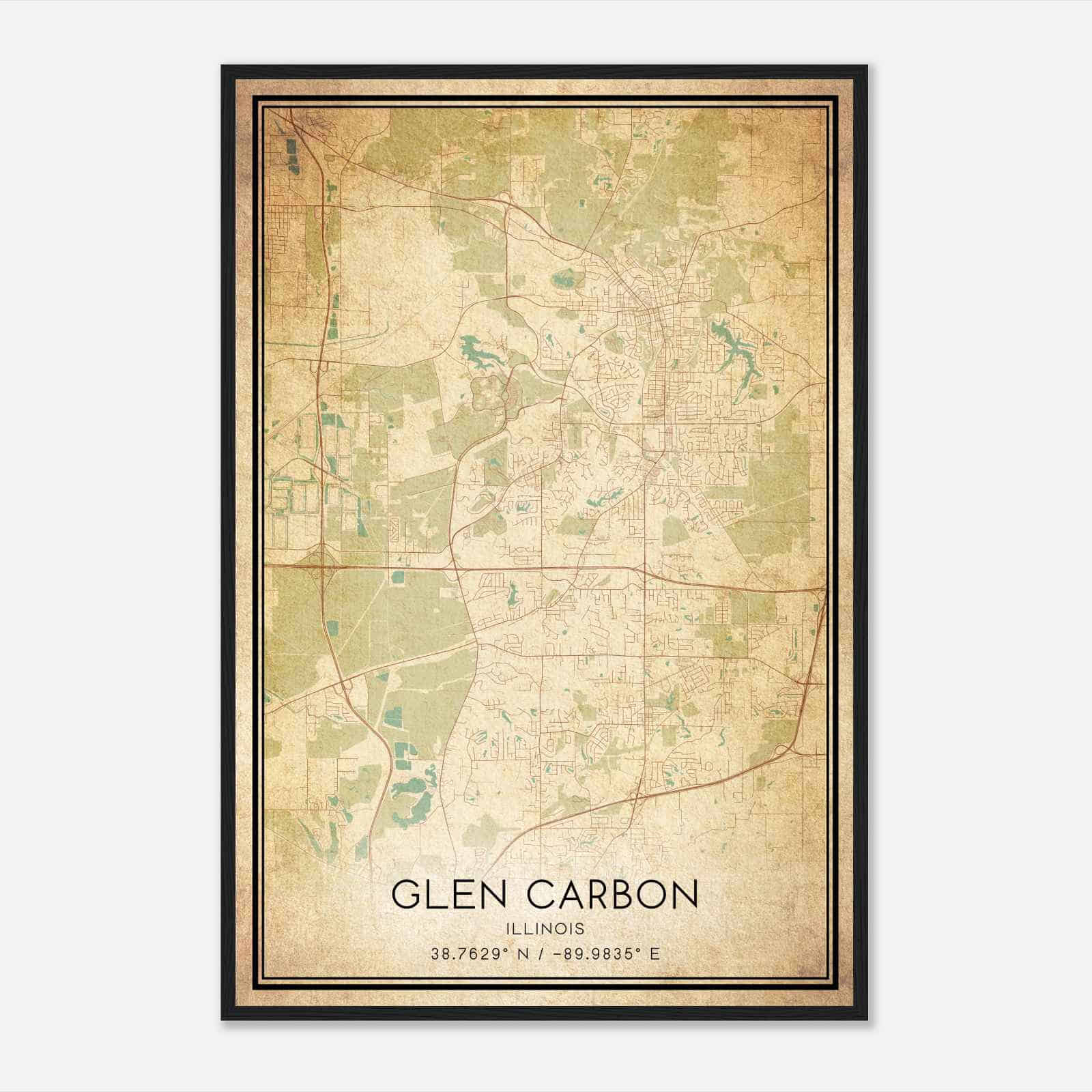 Vintage Glen Carbon Illinois Map Poster, Modern Home Decor Wall Art Print Vintage Glen Carbon Illinois Map Poster, Modern Home Decor Wall Art Print