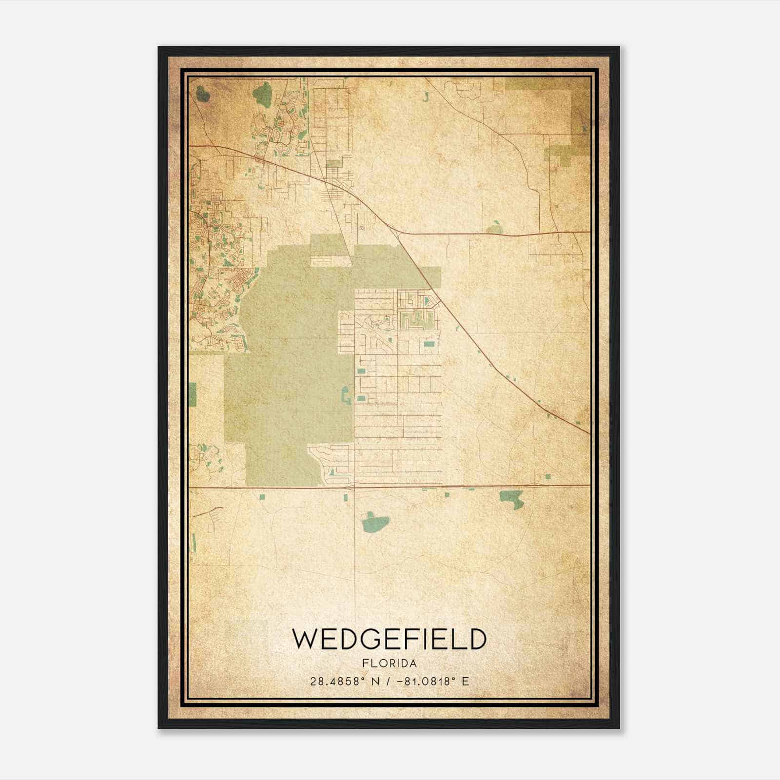Vintage Wedgefield Florida Map Poster, Modern Home Decor Wall Art Print Vintage Wedgefield Florida Map Poster, Modern Home Decor Wall Art Print