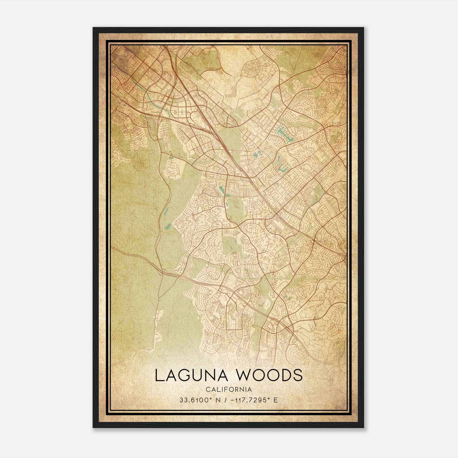 Vintage Laguna Woods California Map Poster, Modern Home Decor Wall Art Print