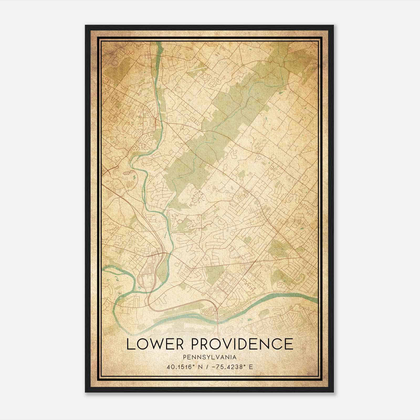 Vintage Lower Providence Pennsylvania Map Poster, Modern Home Decor Wall Art Print