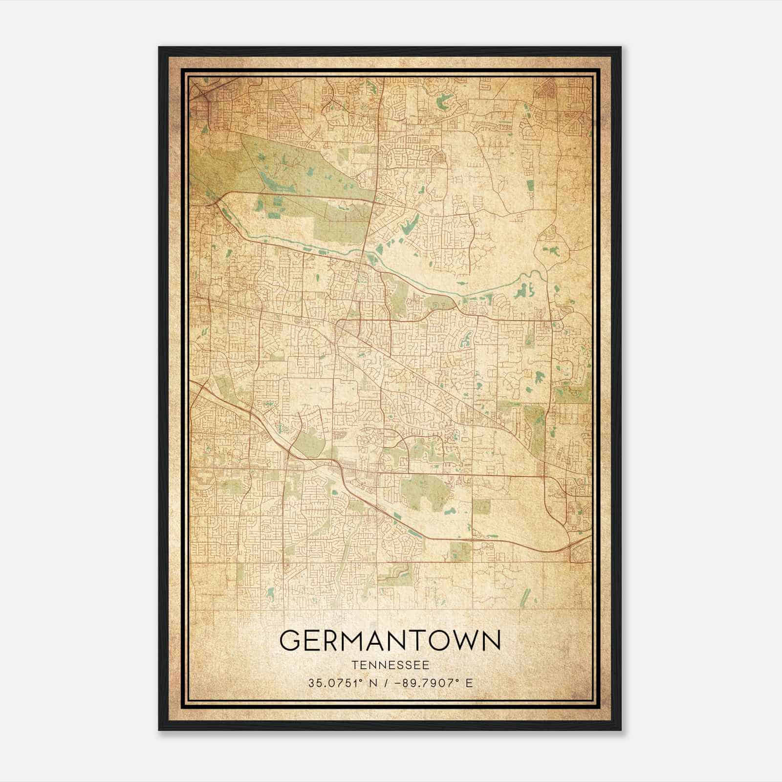 Vintage Germantown Tennessee Map Poster, Modern Home Decor Wall Art Print Vintage Germantown Tennessee Map Poster, Modern Home Decor Wall Art Print