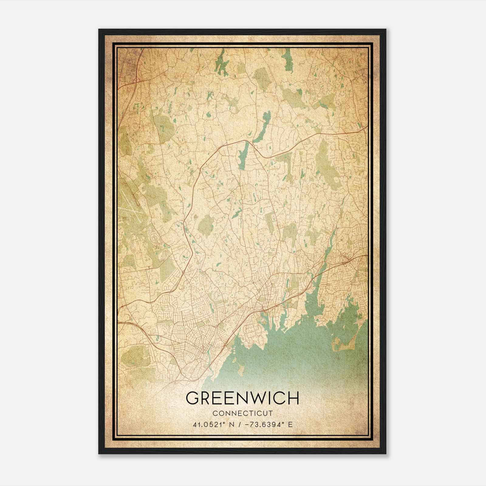 Vintage Greenwich Connecticut Map Poster, Modern Home Decor Wall Art Print Vintage Greenwich Connecticut Map Poster, Modern Home Decor Wall Art Print
