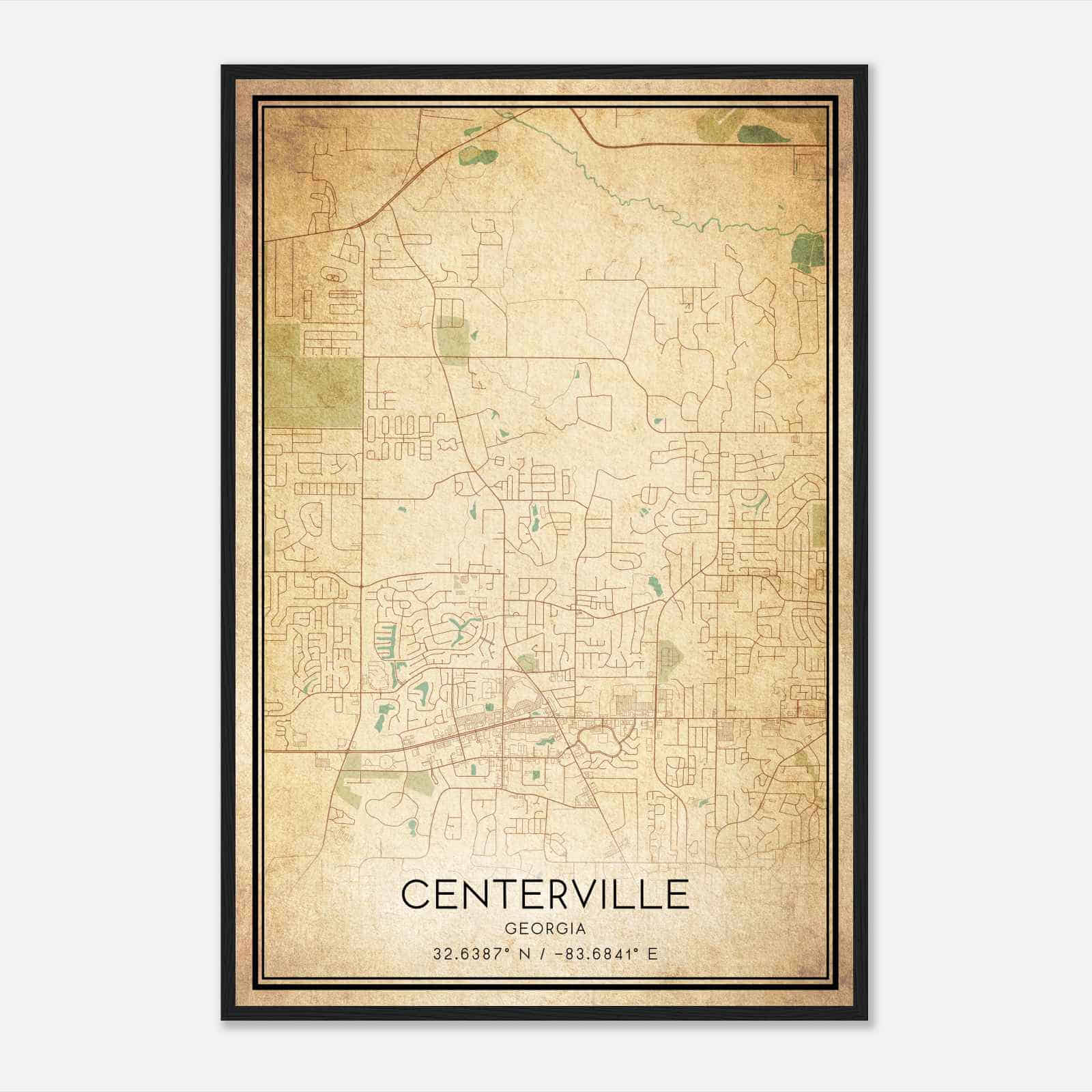 Vintage Centerville Georgia Map Poster, Modern Home Decor Wall Art Print