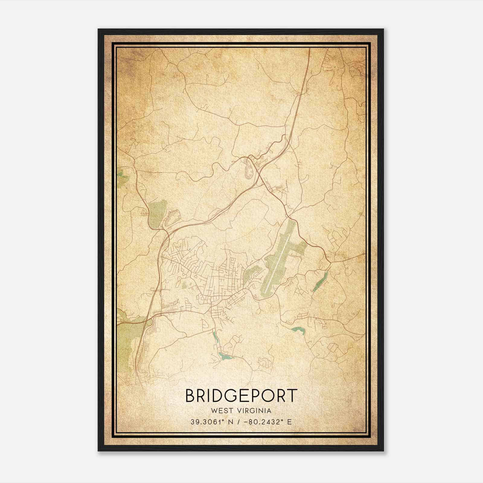 Vintage Bridgeport West Virginia Map Poster, Modern Home Decor Wall Art Print Vintage Bridgeport West Virginia Map Poster, Modern Home Decor Wall Art Print
