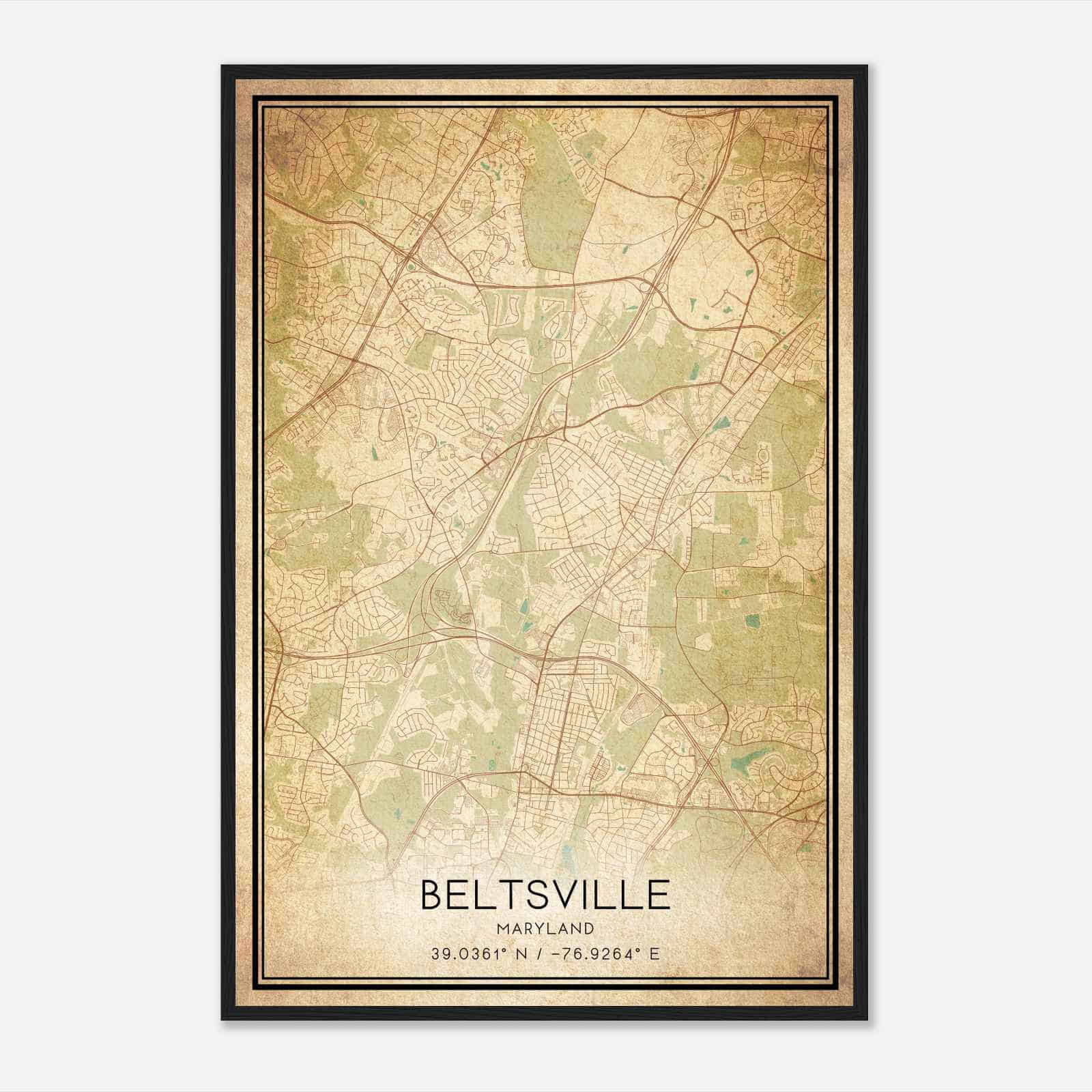 Vintage Beltsville Maryland Map Poster, Modern Home Decor Wall Art Print