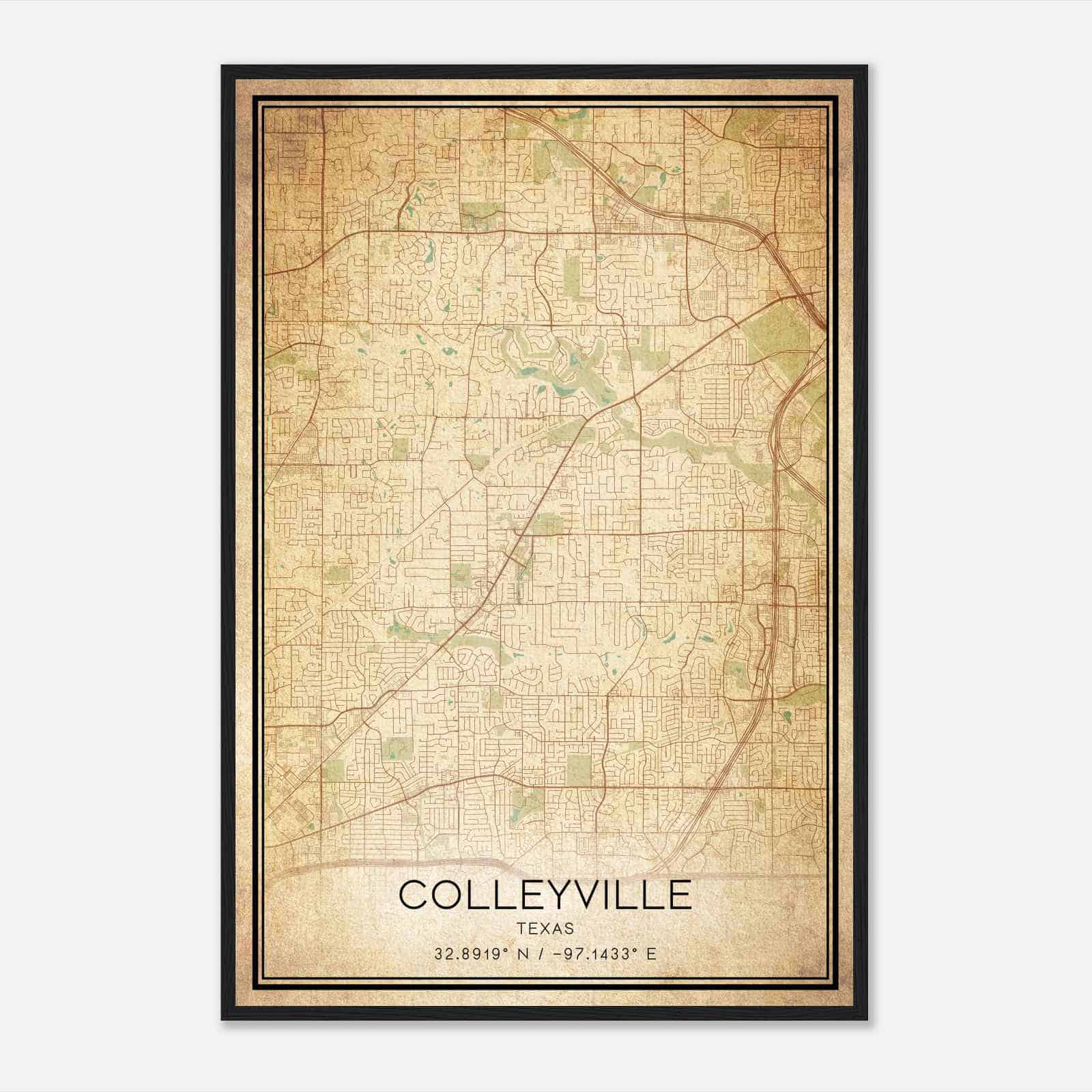 Vintage Colleyville Texas Map Poster, Modern Home Decor Wall Art Print Vintage Colleyville Texas Map Poster, Modern Home Decor Wall Art Print