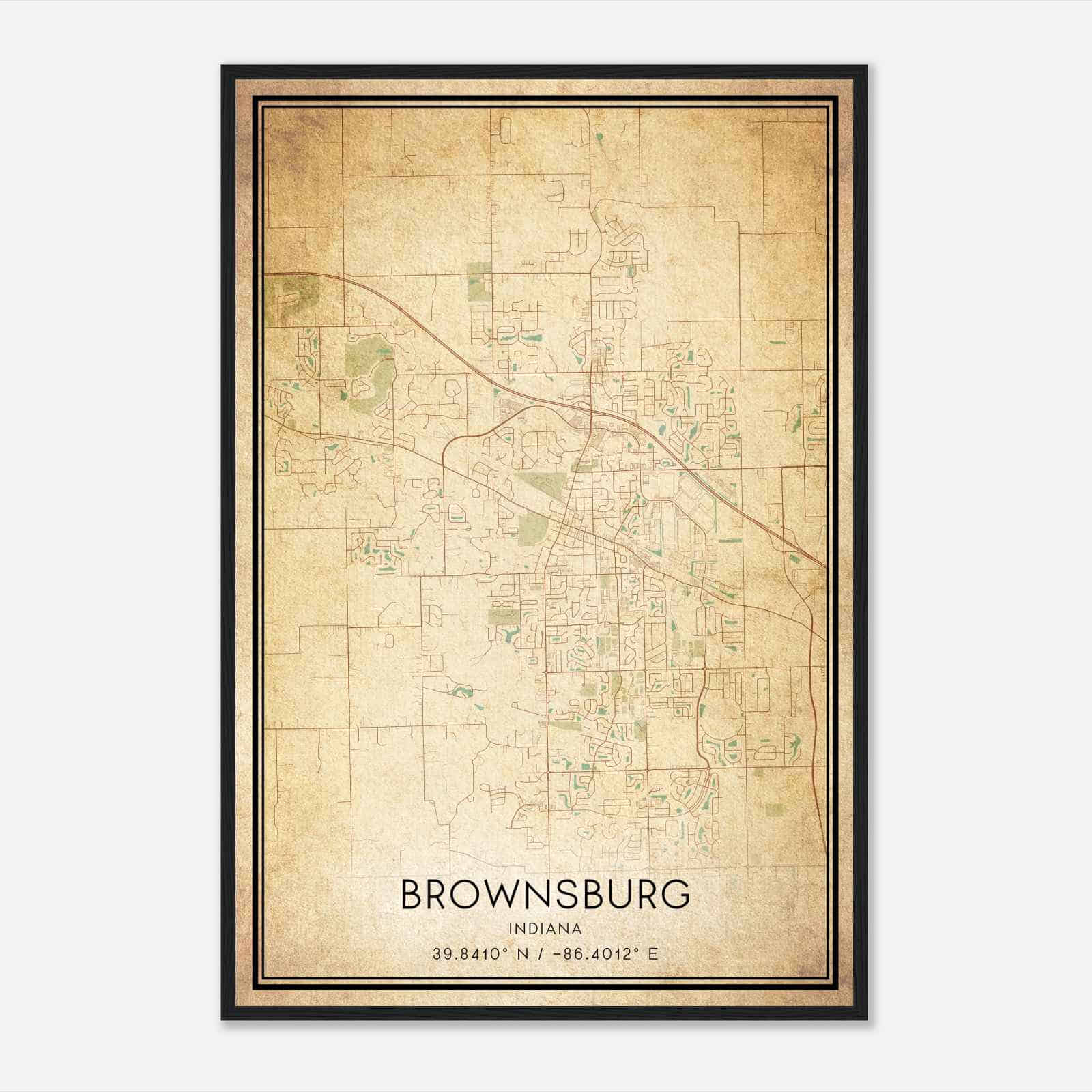 Vintage Brownsburg Indiana Map Poster, Modern Home Decor Wall Art Print Vintage Brownsburg Indiana Map Poster, Modern Home Decor Wall Art Print