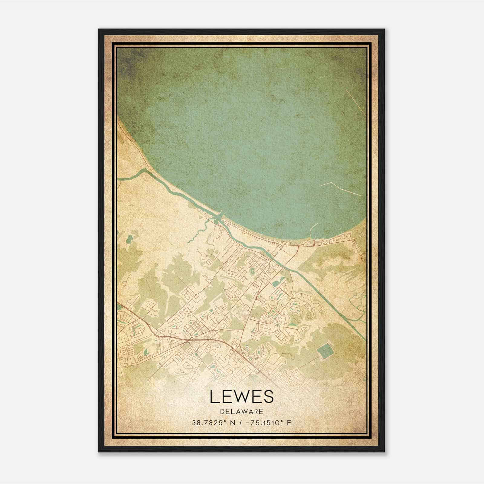 Vintage Lewes Delaware Map Poster, Modern Home Decor Wall Art Print Vintage Lewes Delaware Map Poster, Modern Home Decor Wall Art Print
