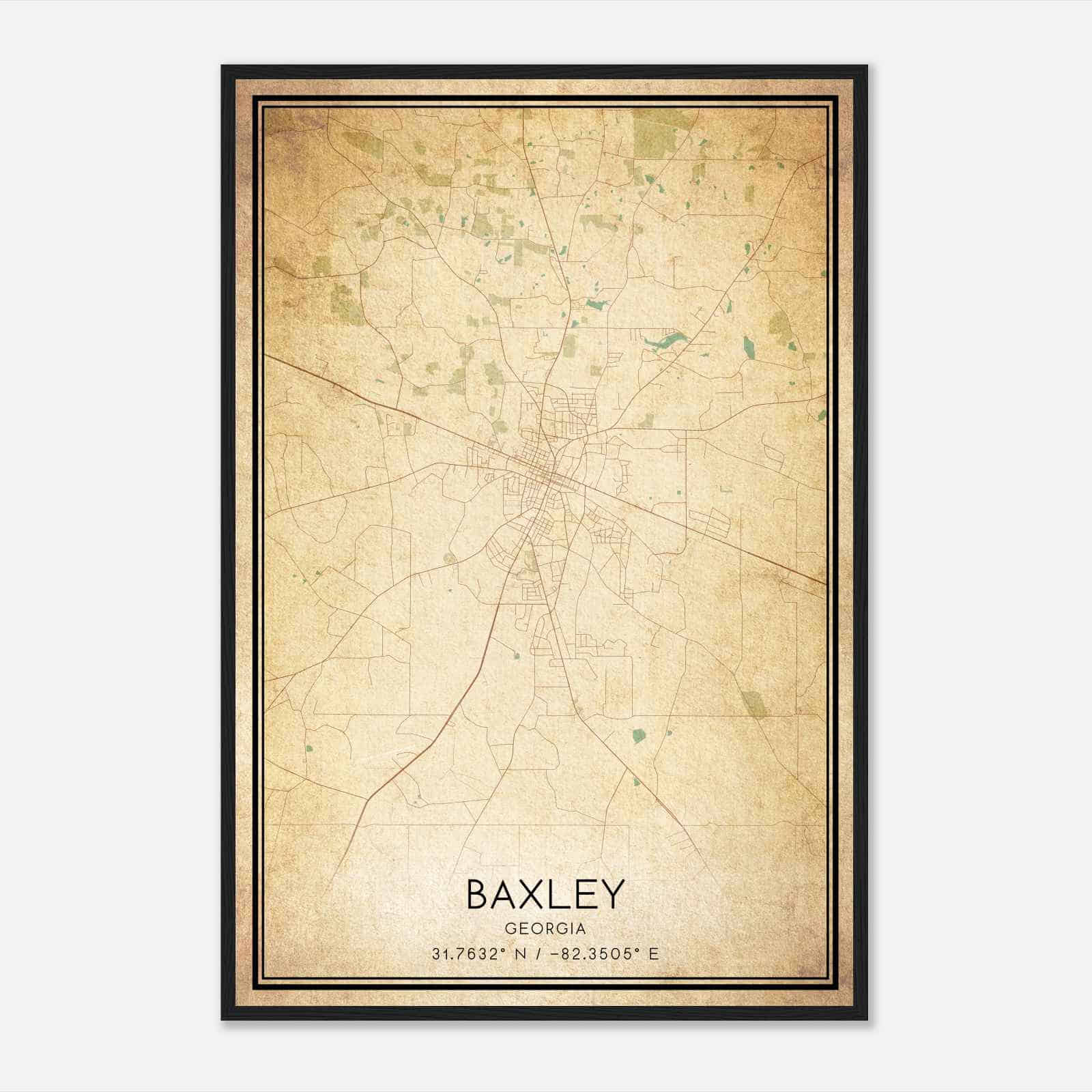 Vintage Baxley Georgia Map Poster, Modern Home Decor Wall Art Print