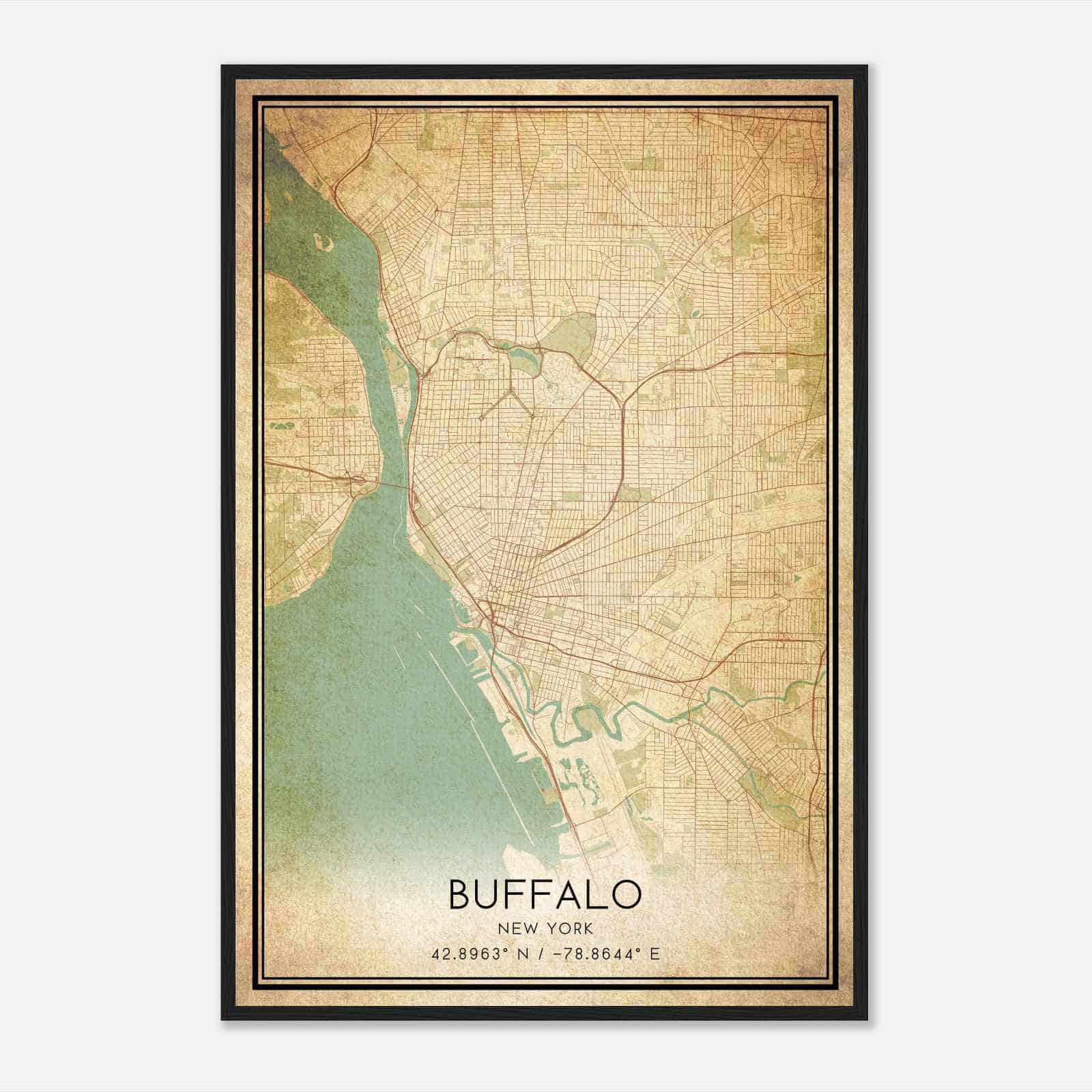 Vintage Buffalo New York Map Poster, Modern Home Decor Wall Art Print Vintage Buffalo New York Map Poster, Modern Home Decor Wall Art Print