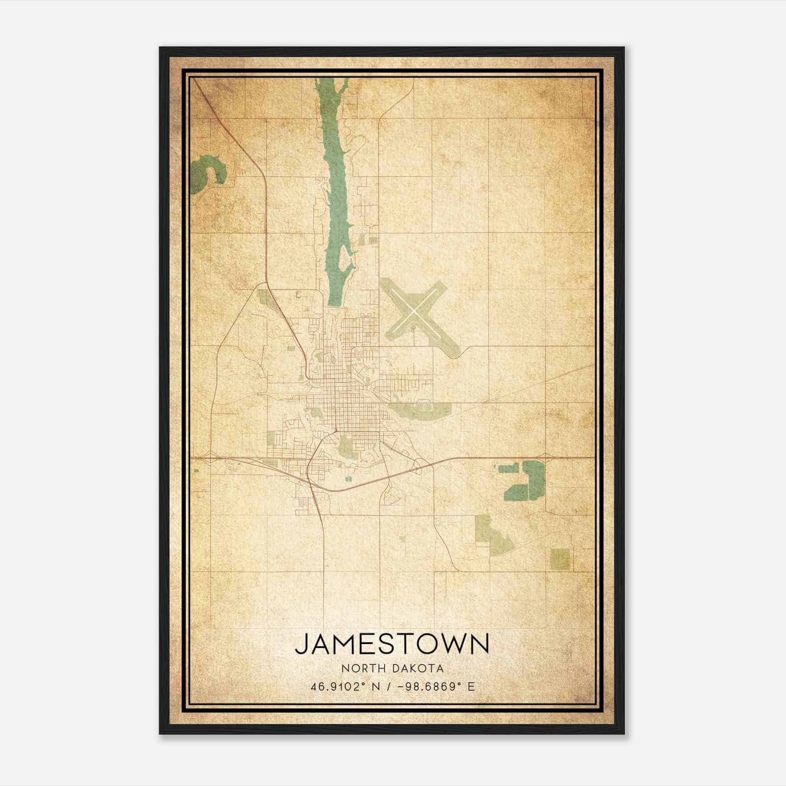 Vintage Jamestown North Dakota Map Poster, Modern Home Decor Wall Art Print Vintage Jamestown North Dakota Map Poster, Modern Home Decor Wall Art Print