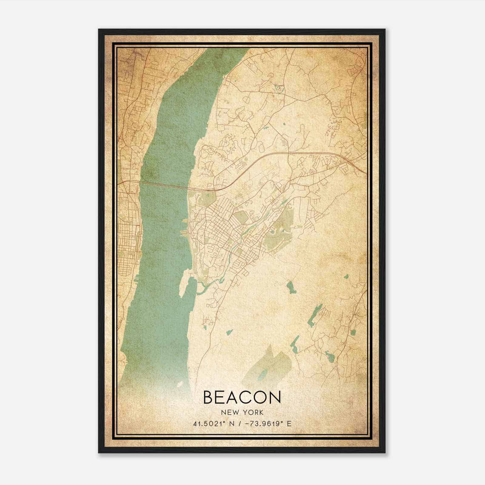 Vintage Beacon New York Map Poster, Modern Home Decor Wall Art Print Vintage Beacon New York Map Poster, Modern Home Decor Wall Art Print