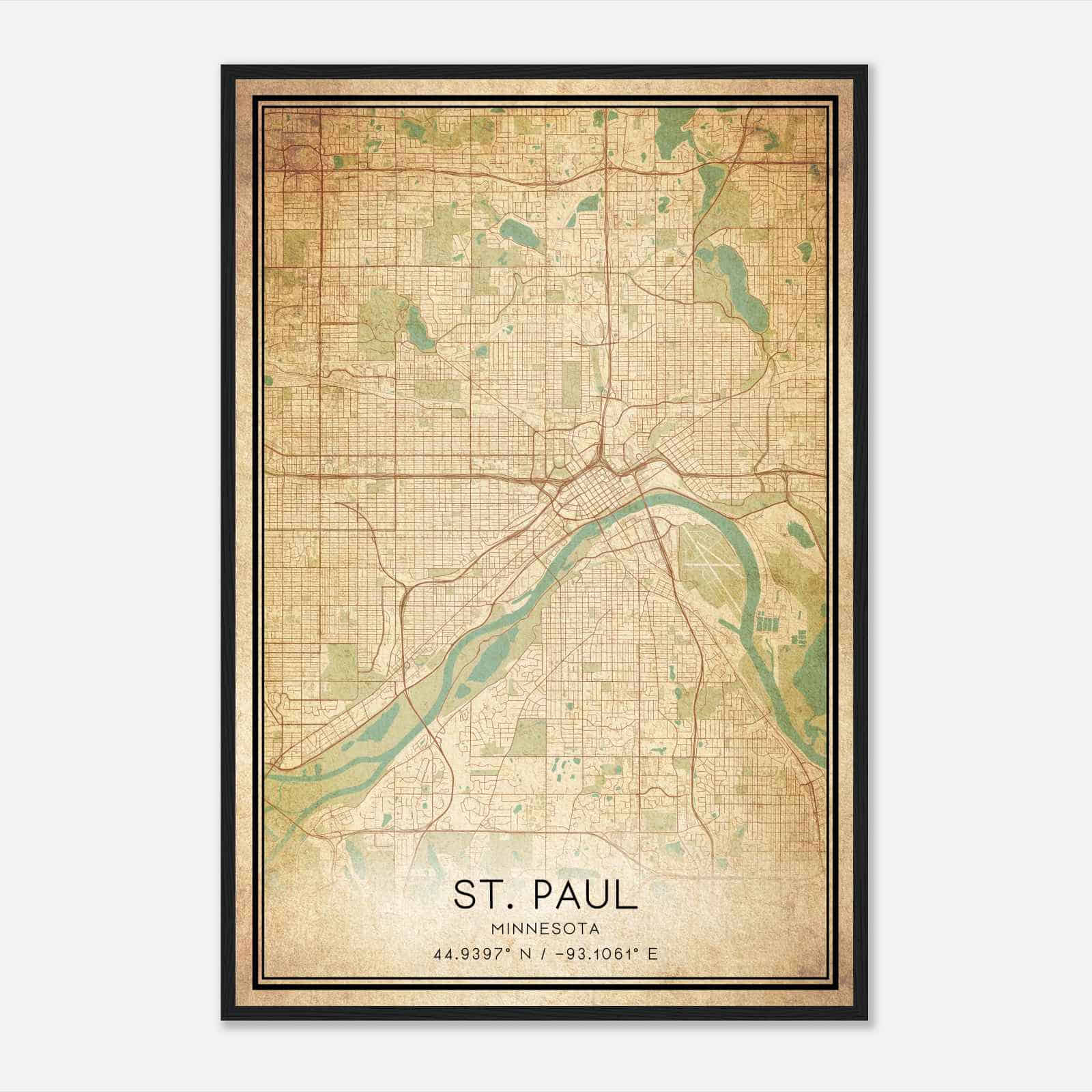 Vintage St. Paul Minnesota Map Poster, Modern Home Decor Wall Art Print