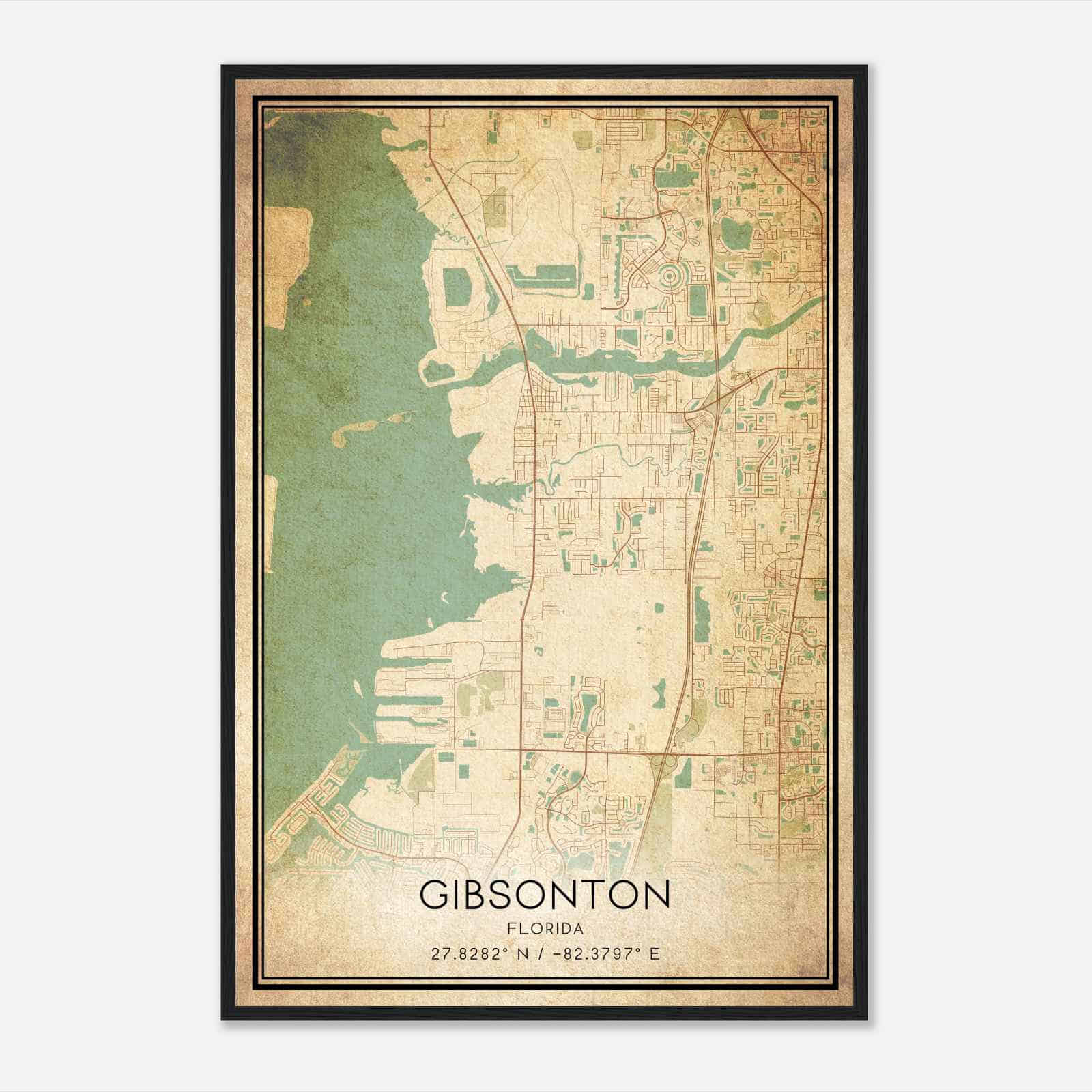 Vintage Gibsonton Florida Map Poster, Modern Home Decor Wall Art Print Vintage Gibsonton Florida Map Poster, Modern Home Decor Wall Art Print