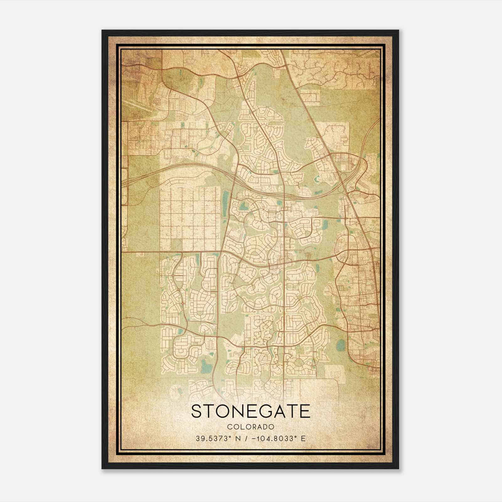 Vintage Stonegate Colorado Map Poster, Modern Home Decor Wall Art Print