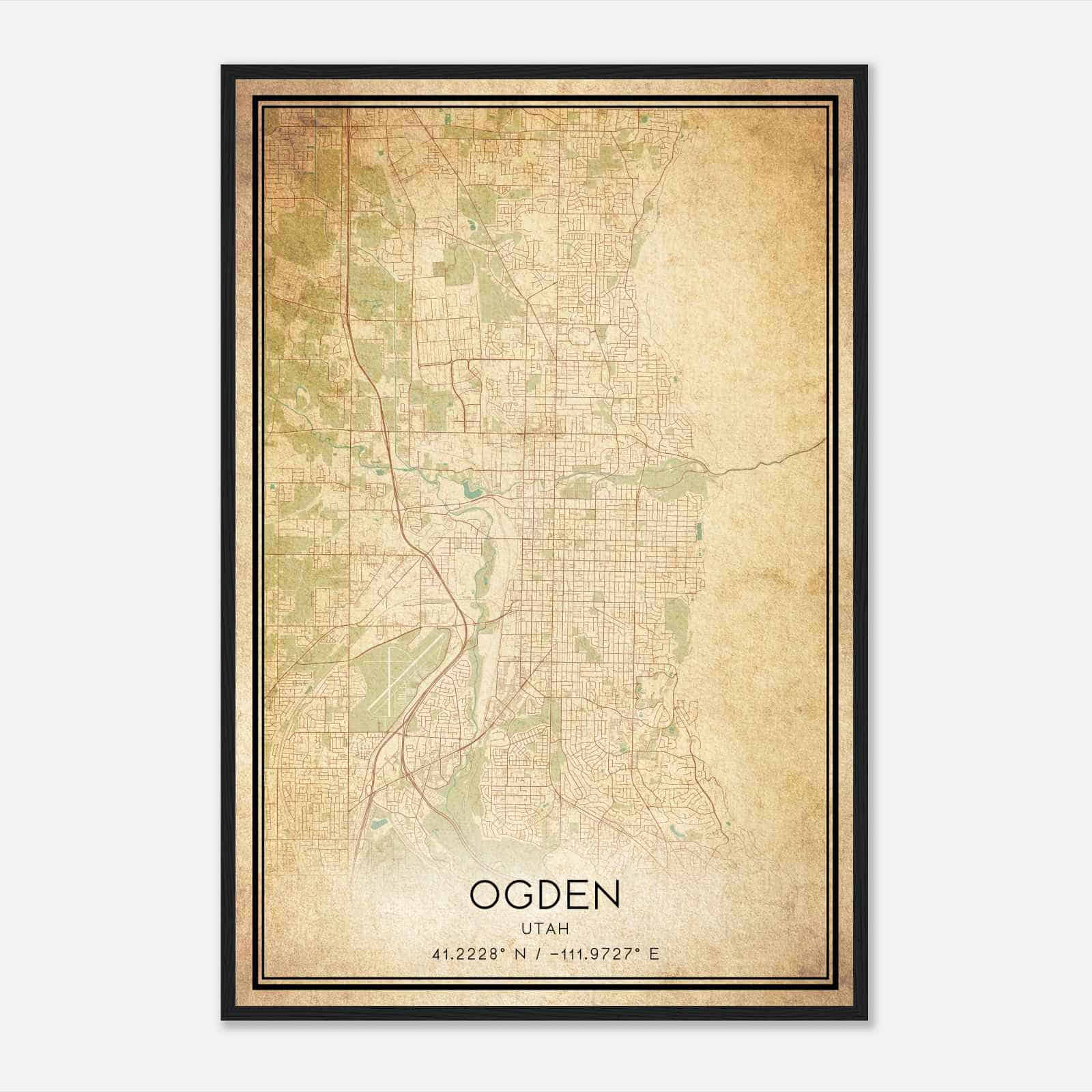 Vintage Ogden Utah Map Poster, Modern Home Decor Wall Art Print