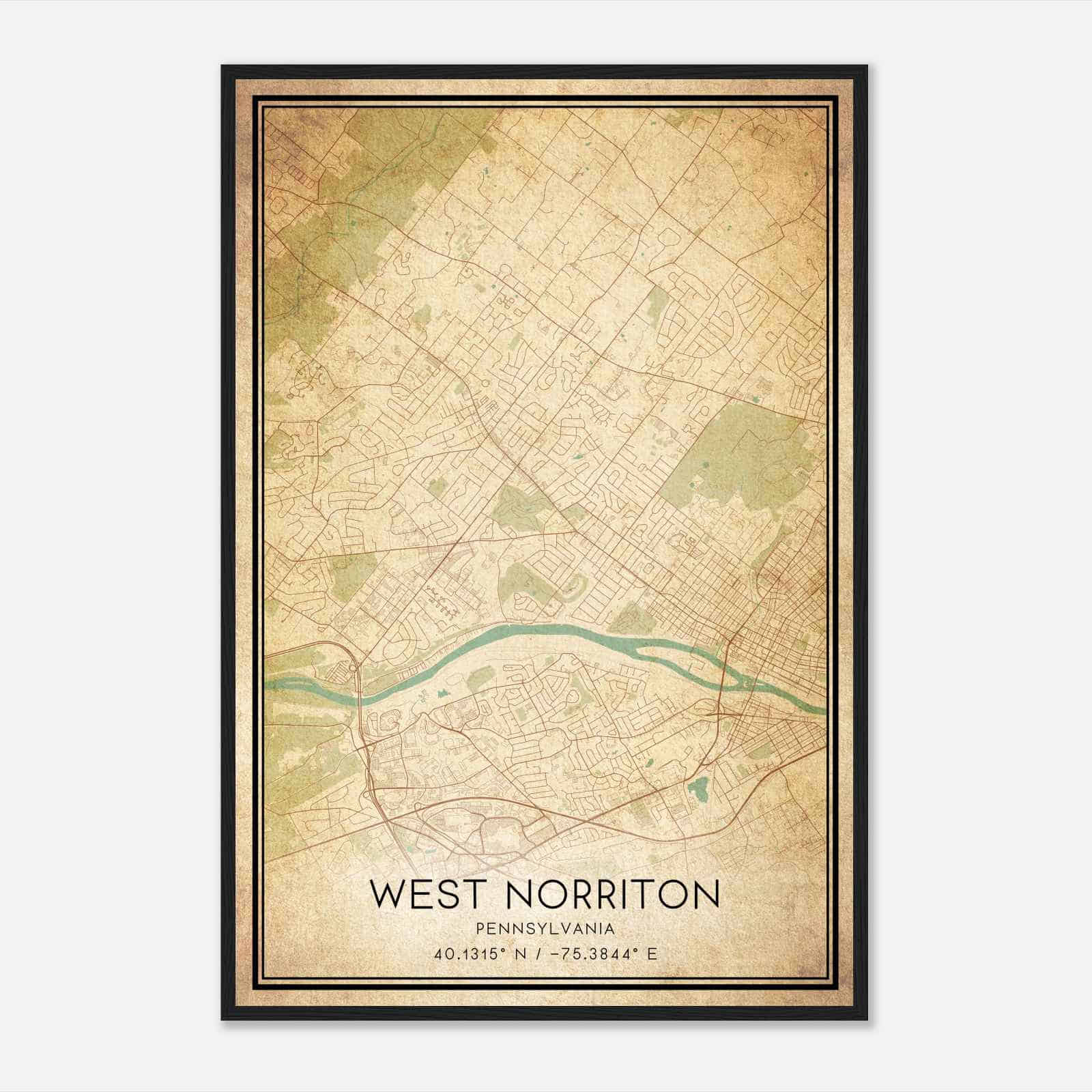 Vintage West Norriton Pennsylvania Map Poster, Modern Home Decor Wall Art Print
