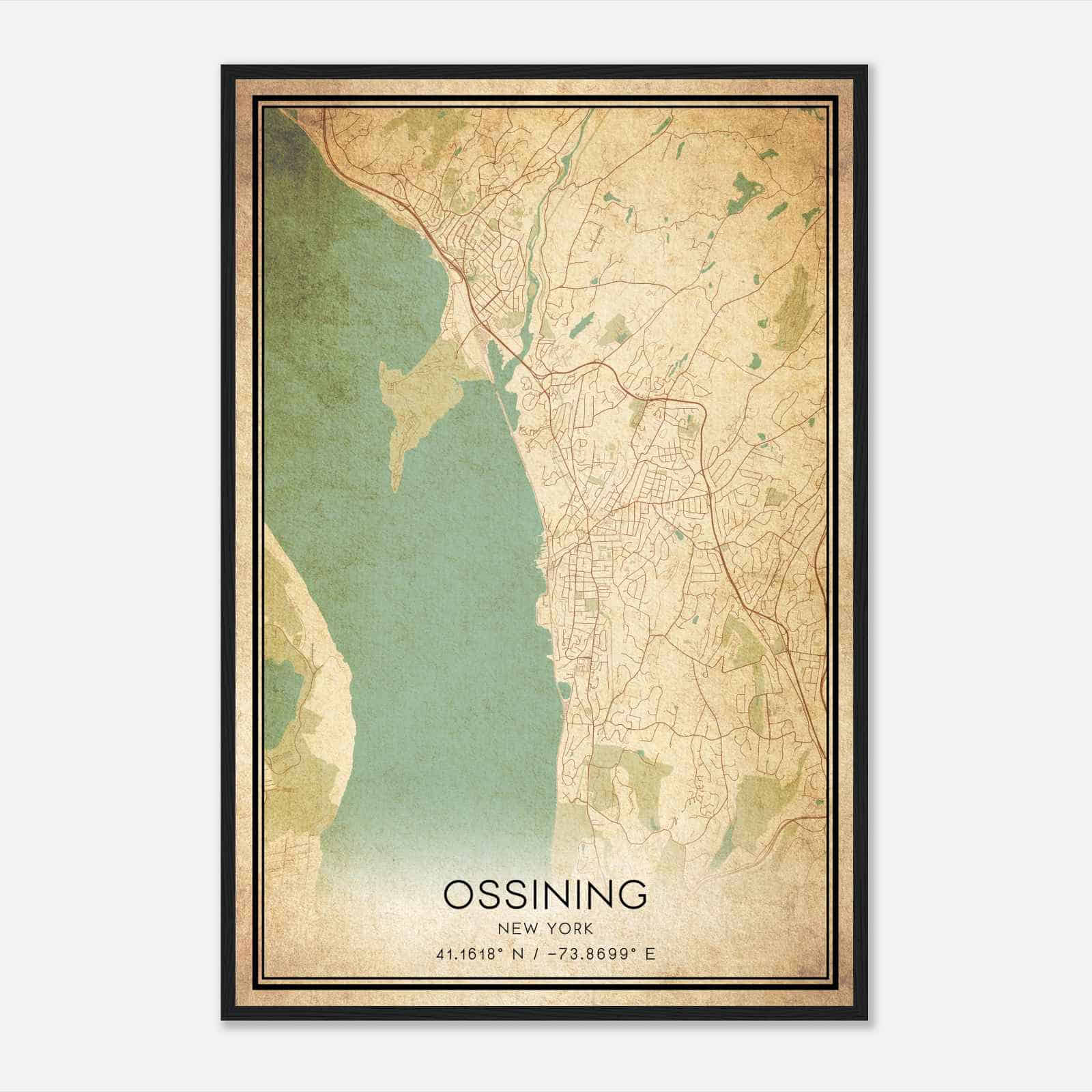 Vintage Ossining New York Map Poster, Modern Home Decor Wall Art Print