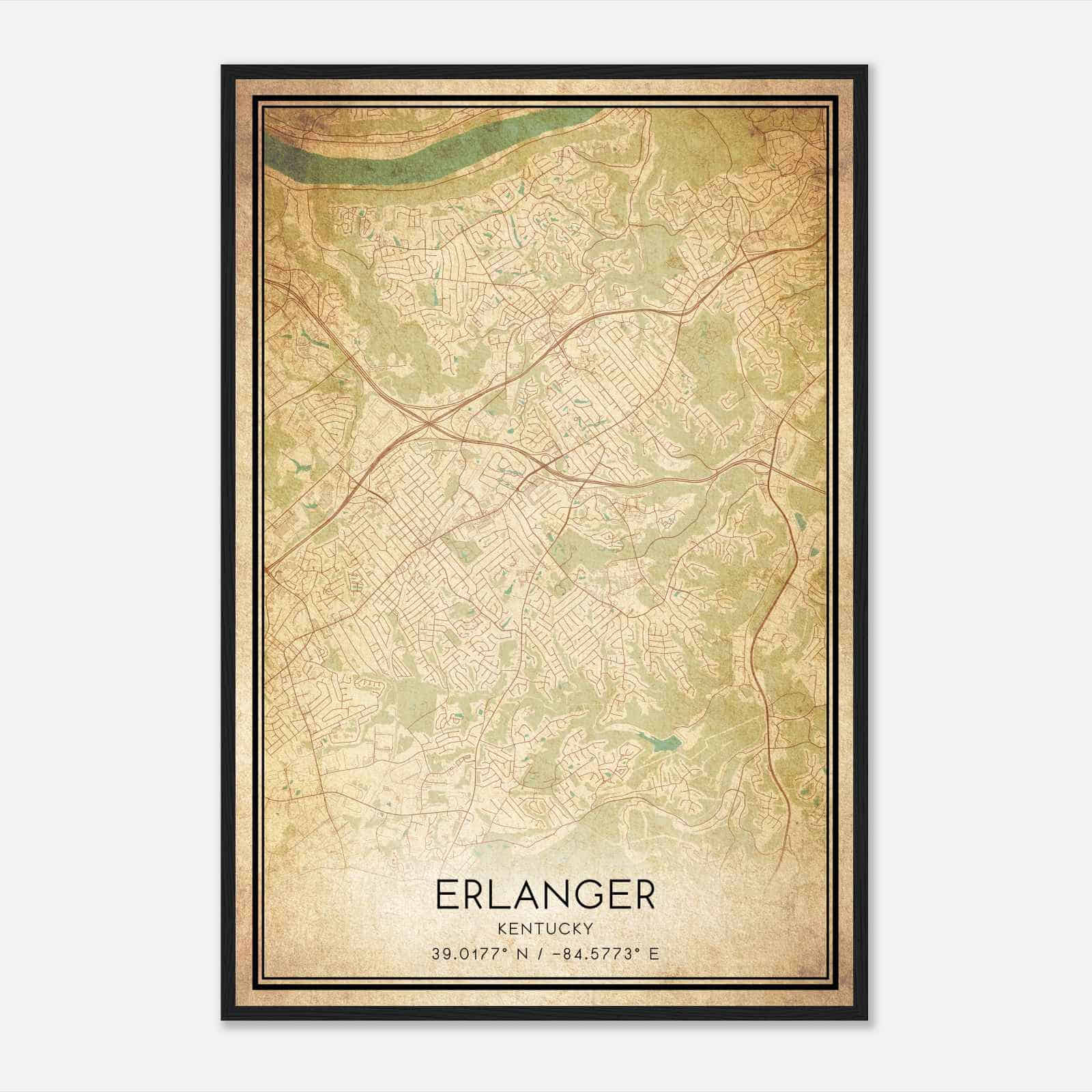 Vintage Erlanger Kentucky Map Poster, Modern Home Decor Wall Art Print Vintage Erlanger Kentucky Map Poster, Modern Home Decor Wall Art Print