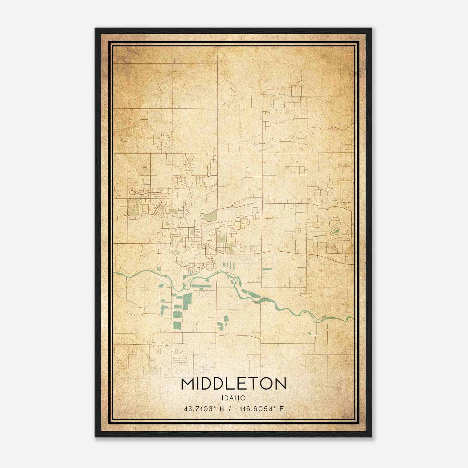 Vintage Middleton Idaho Map Poster, Modern Home Decor Wall Art Print